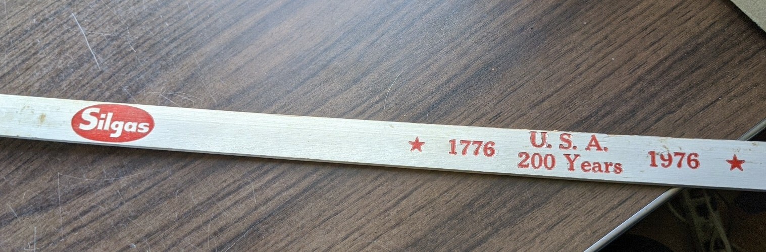 SILGAS ADVERTISING RULER YARDSTICK USA 1776-1976 200 YEARS BICENTENNIAL GAS VTG