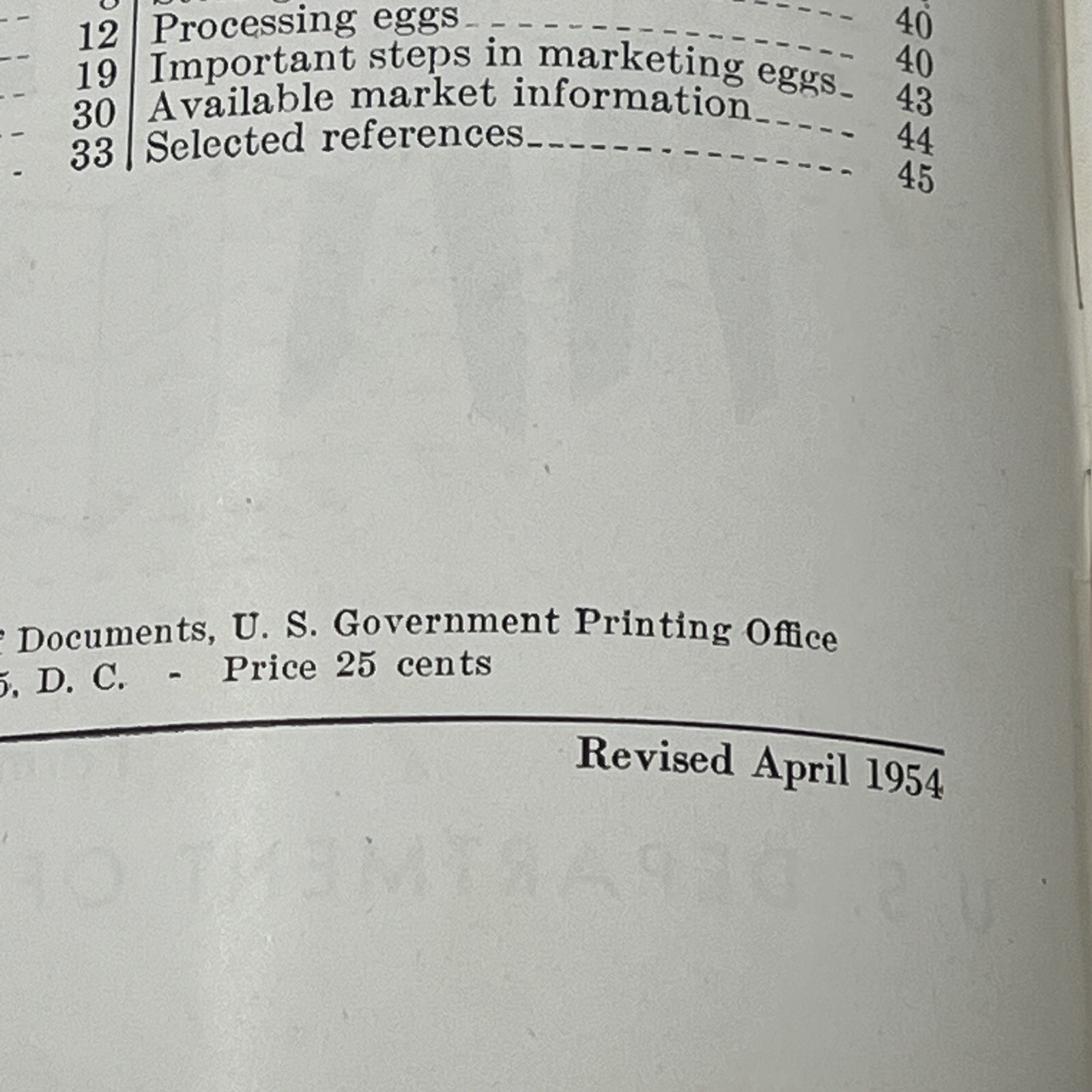 1954 Dept Of Agriculture Marketing Eggs Farmers Bulletin 1378 Booklet Brochure
