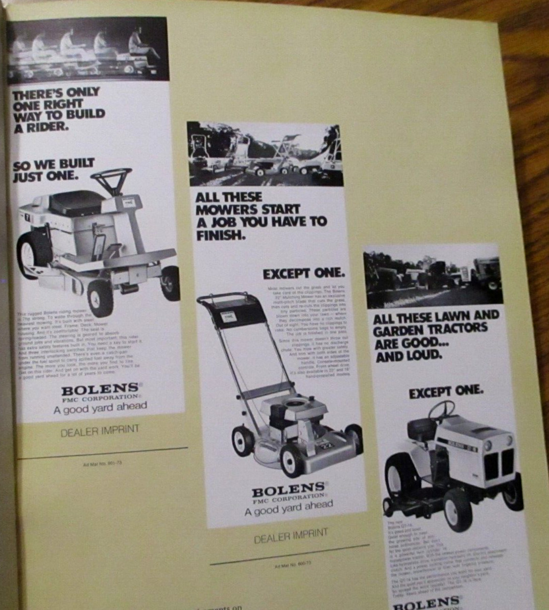 Bolens Lawn Garden Tractor & Attachments & Mowers Dealer Advertising Sales Guide