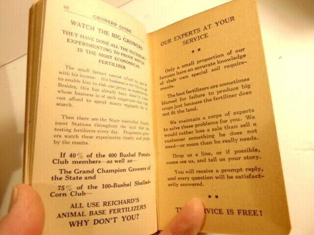 old fertilizer advertising booklet: Reichard&rsquo;s Grower&rsquo;s Guide (Allentown, PA)