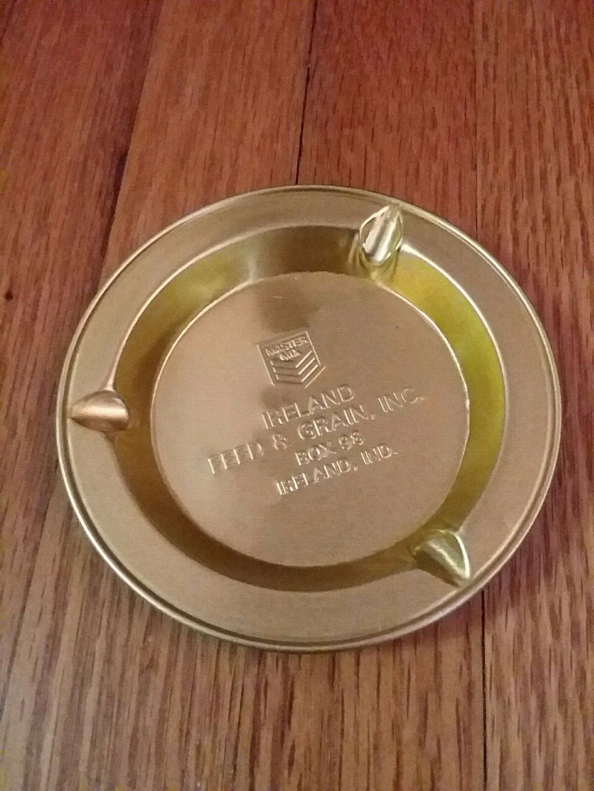 Vintage Ireland Feed & Grain Master Mix Advertising Cigarette Ashtray Gold