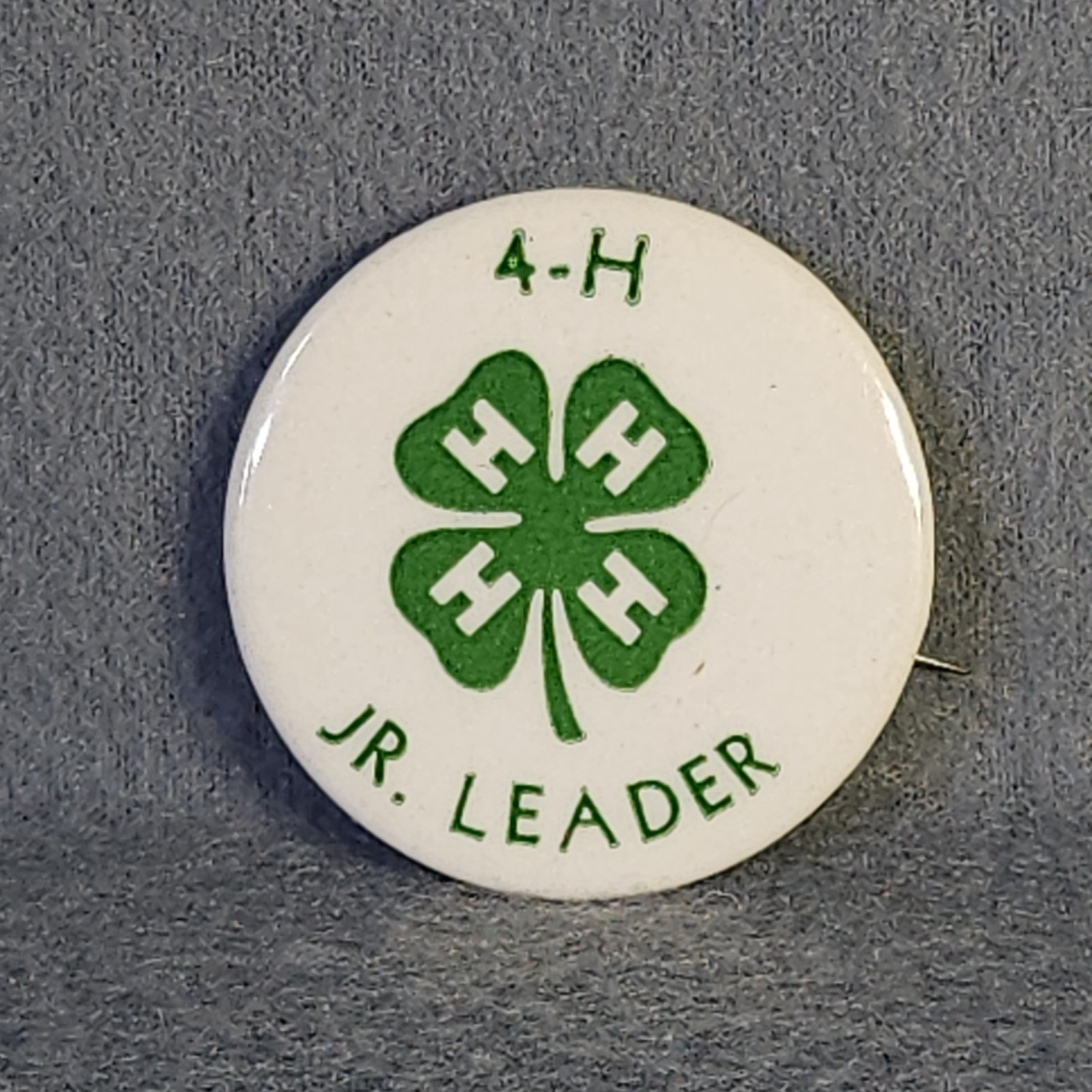 Vintage 4-H Jr. Leader Pinback Button Agriculture Youth Club Collectible