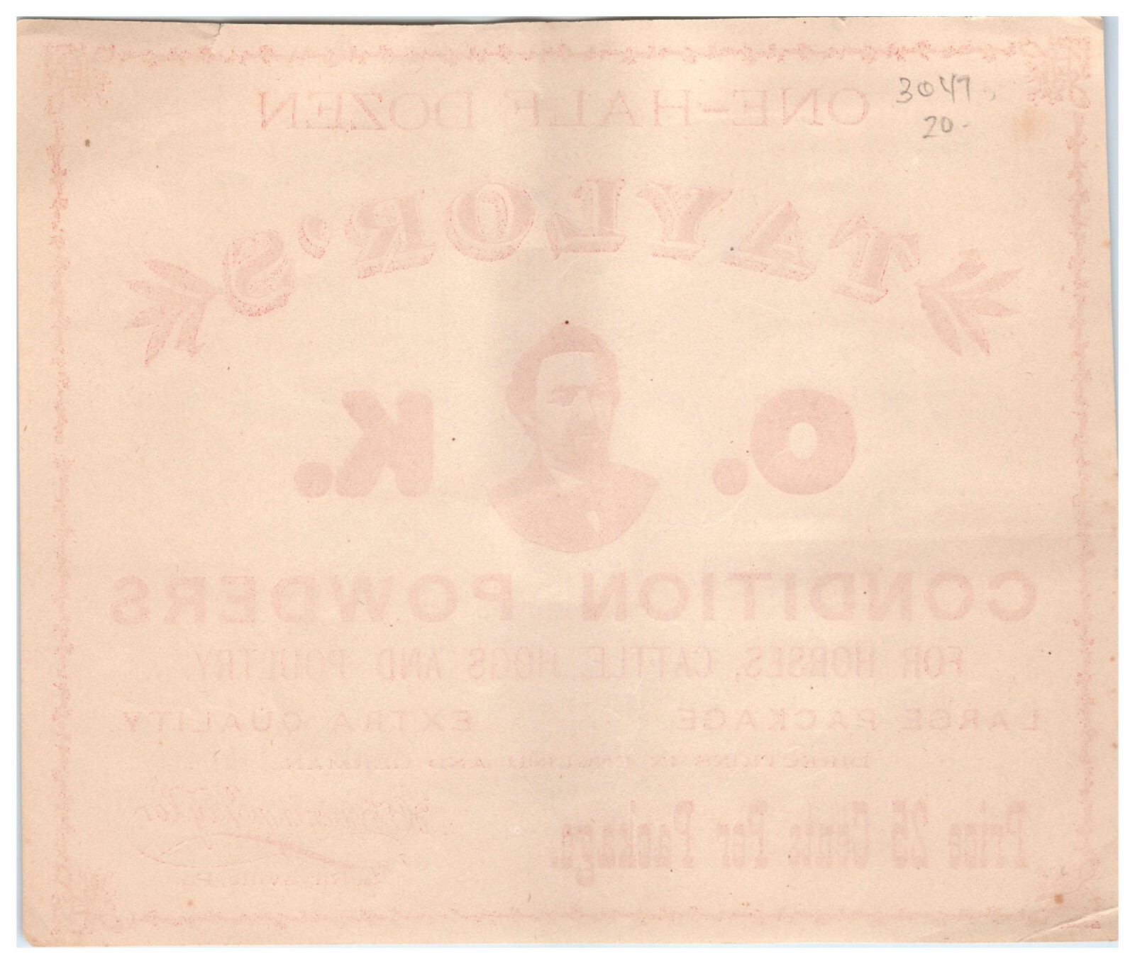 Browning Taylor Conditioning Powders Horses Cattle Hogs Label Le Raysville PA C4