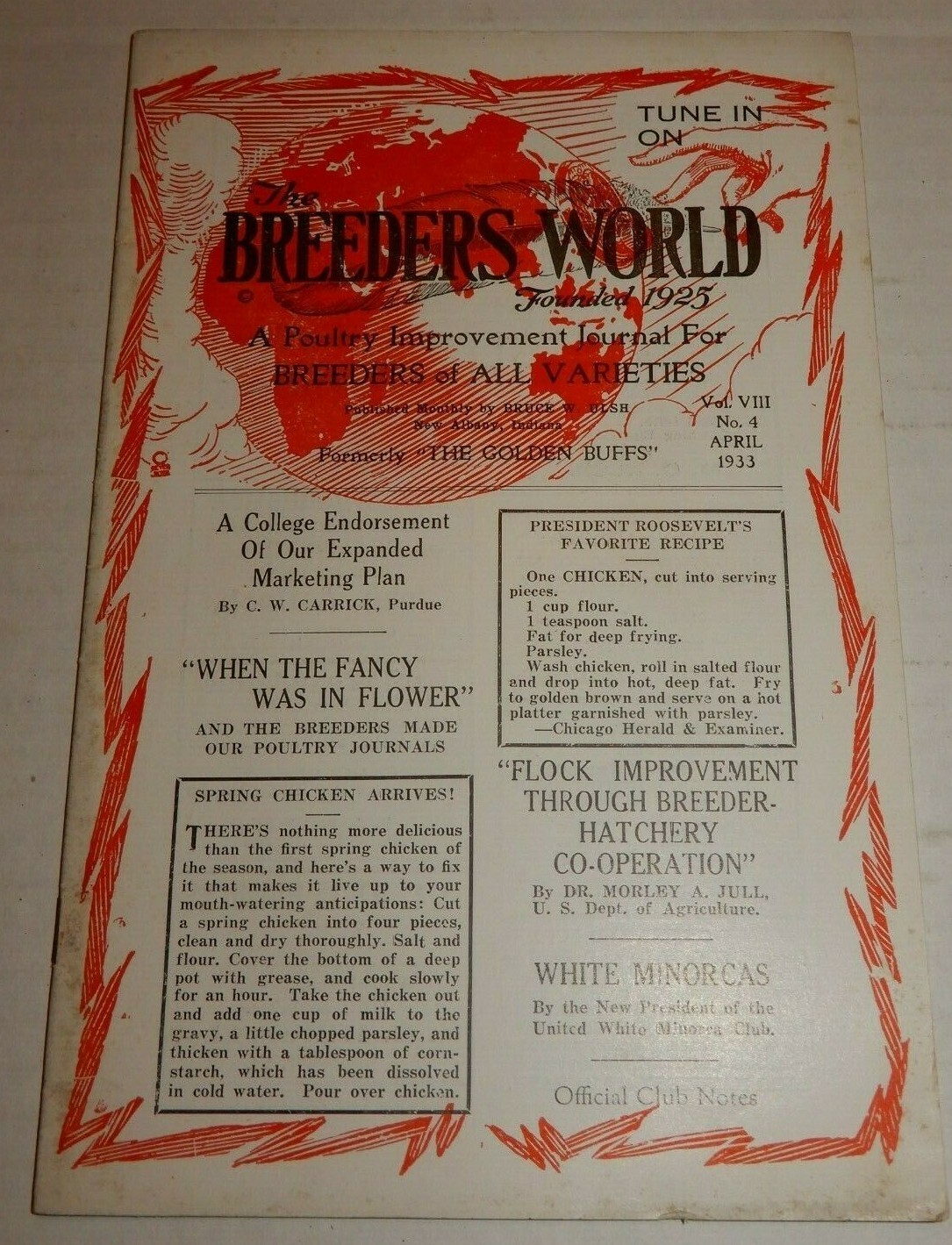 Vintage The Breeders World Magazine Booklet April 1933 Vol VIII No 4