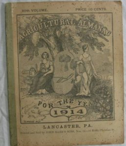 Agricultural Almanac For The Year 1914 Lancster PA