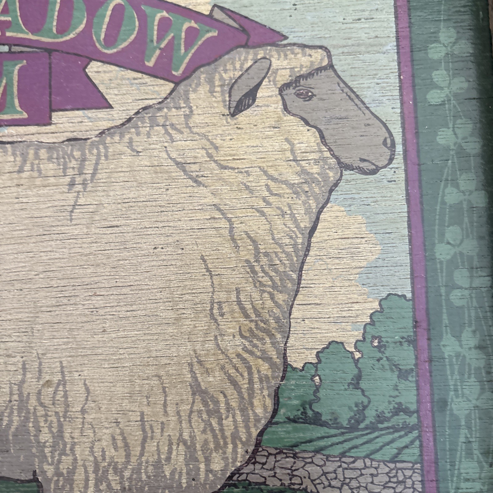 VTG Wood Farmhouse Sign/Tray Hampshire Suffolk Sheep Still Meadow Decor,13×16