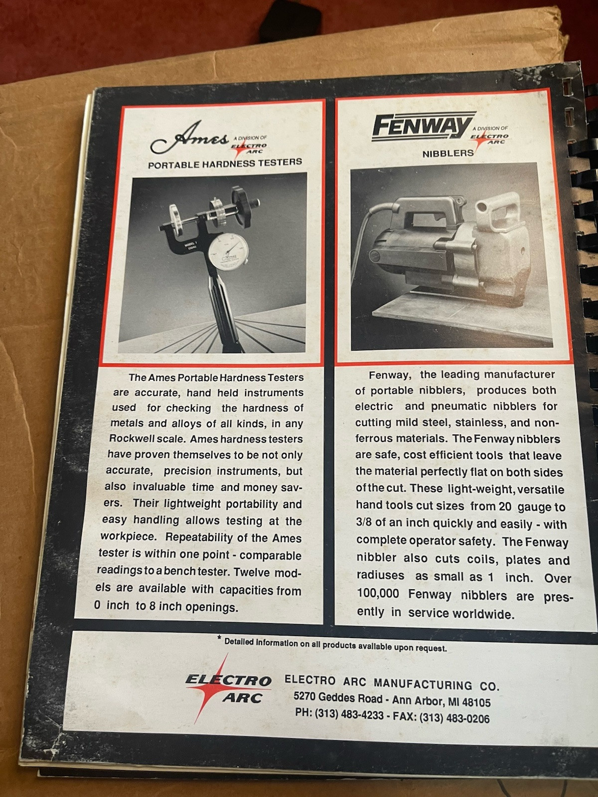 Electro Arc Metal Disintegrators sales Brochure/Catalog with Specs
