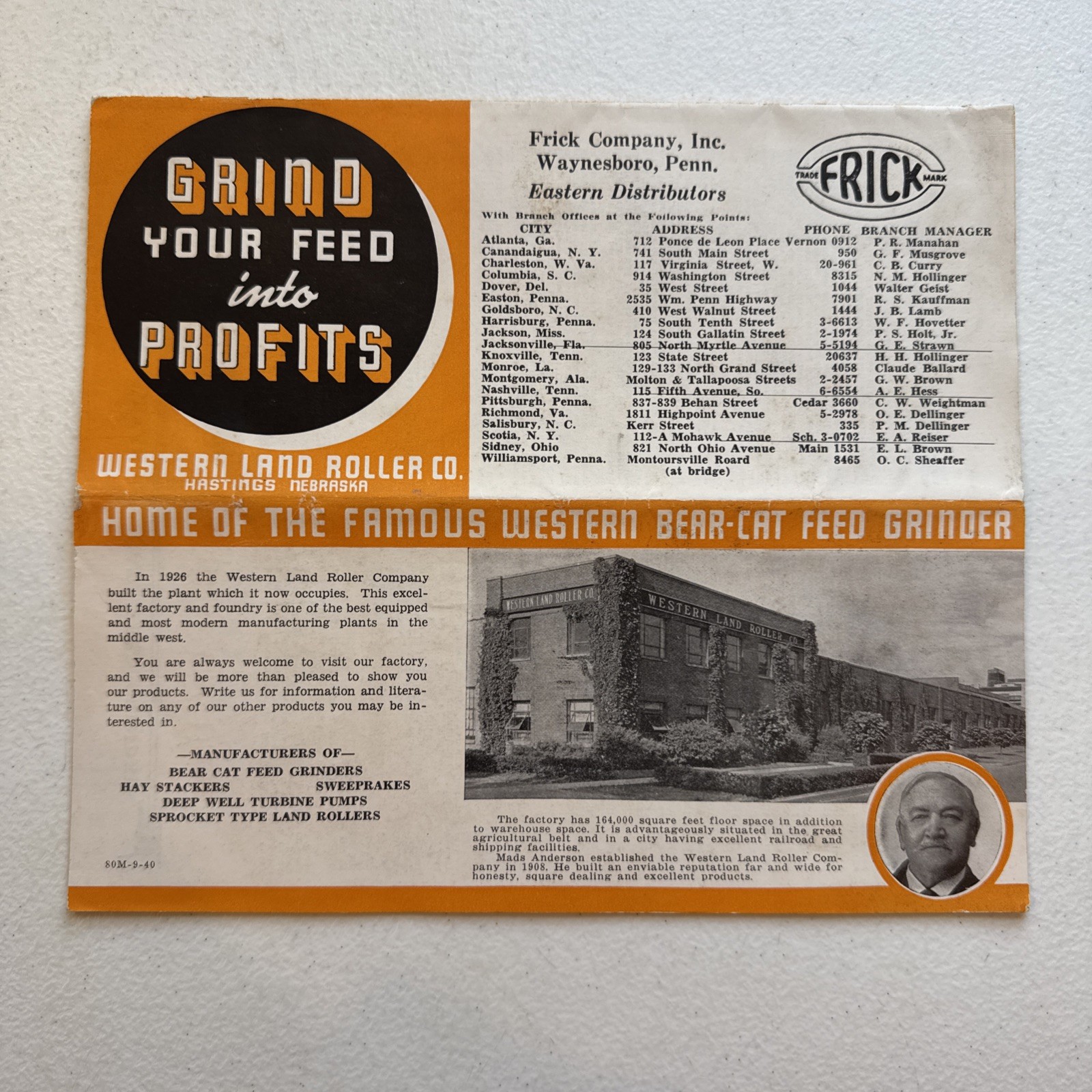 Western Land Roller Co. The Western Bear-Cat Feed Grinder Catalog 1940