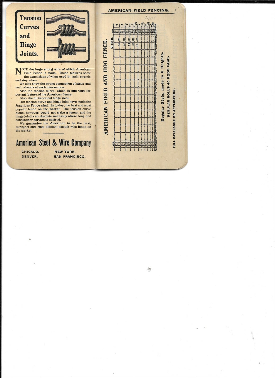 AMERICAN FIEID & HOG FENCE MEMO BOOK INCLUDING 1904 & 1905 CLENDAR