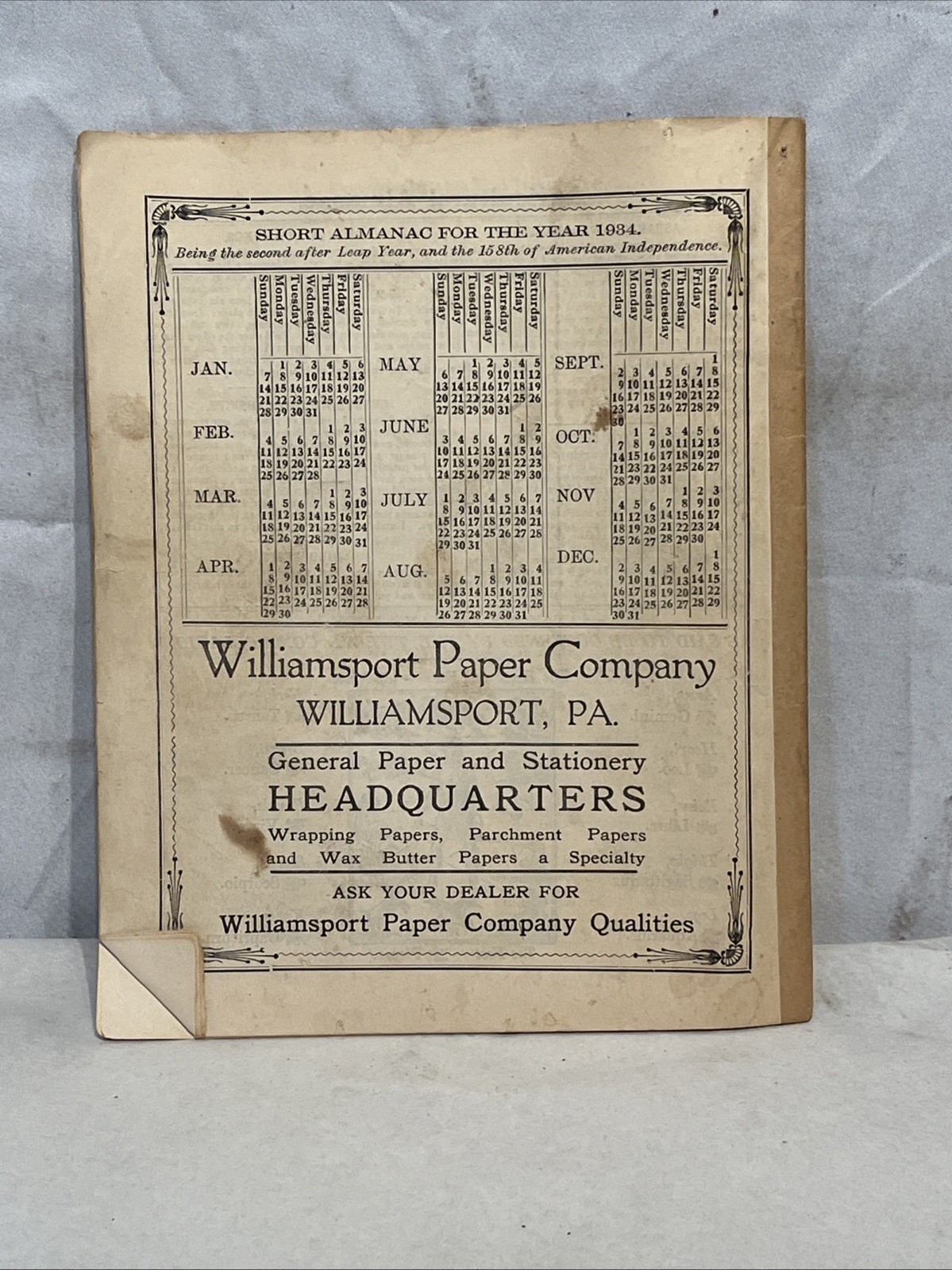 1934 Agricultural Almanac Farm Guide Vintage Farming Book