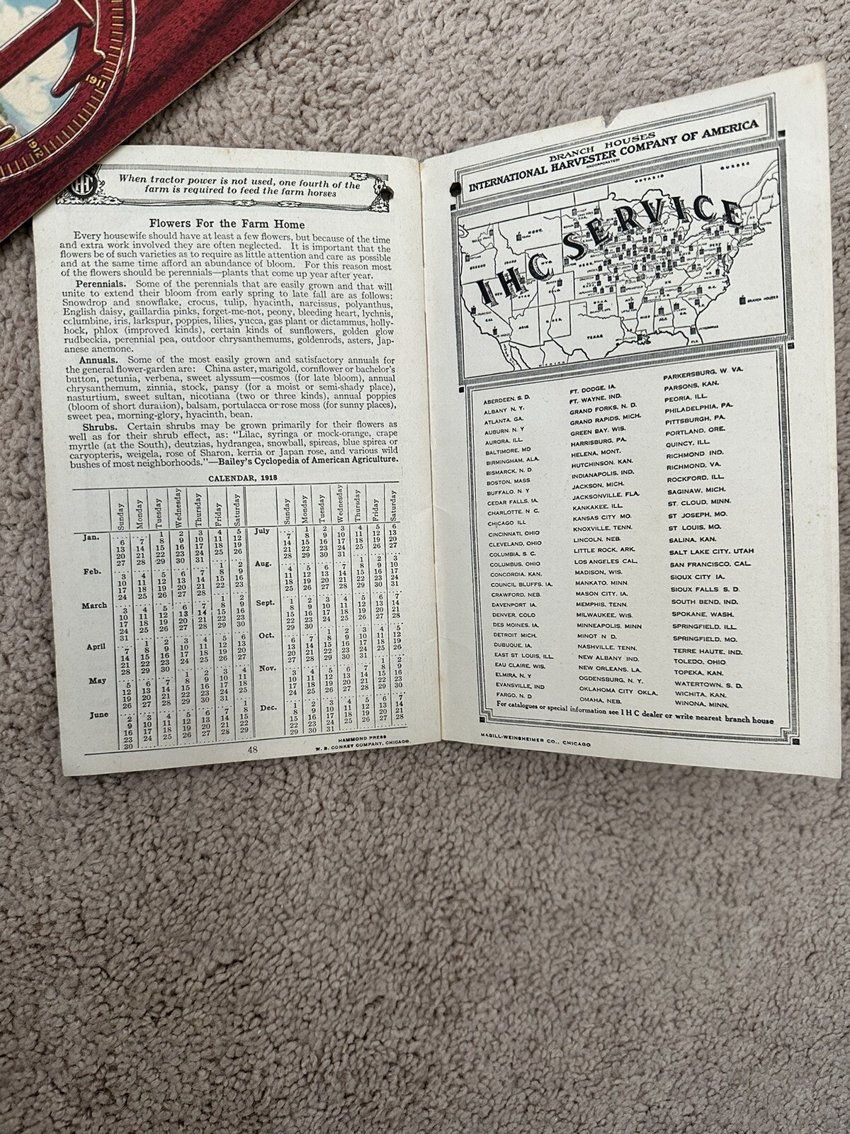 1917 International Harvester Co. Of America Inc. Farmers Almanac