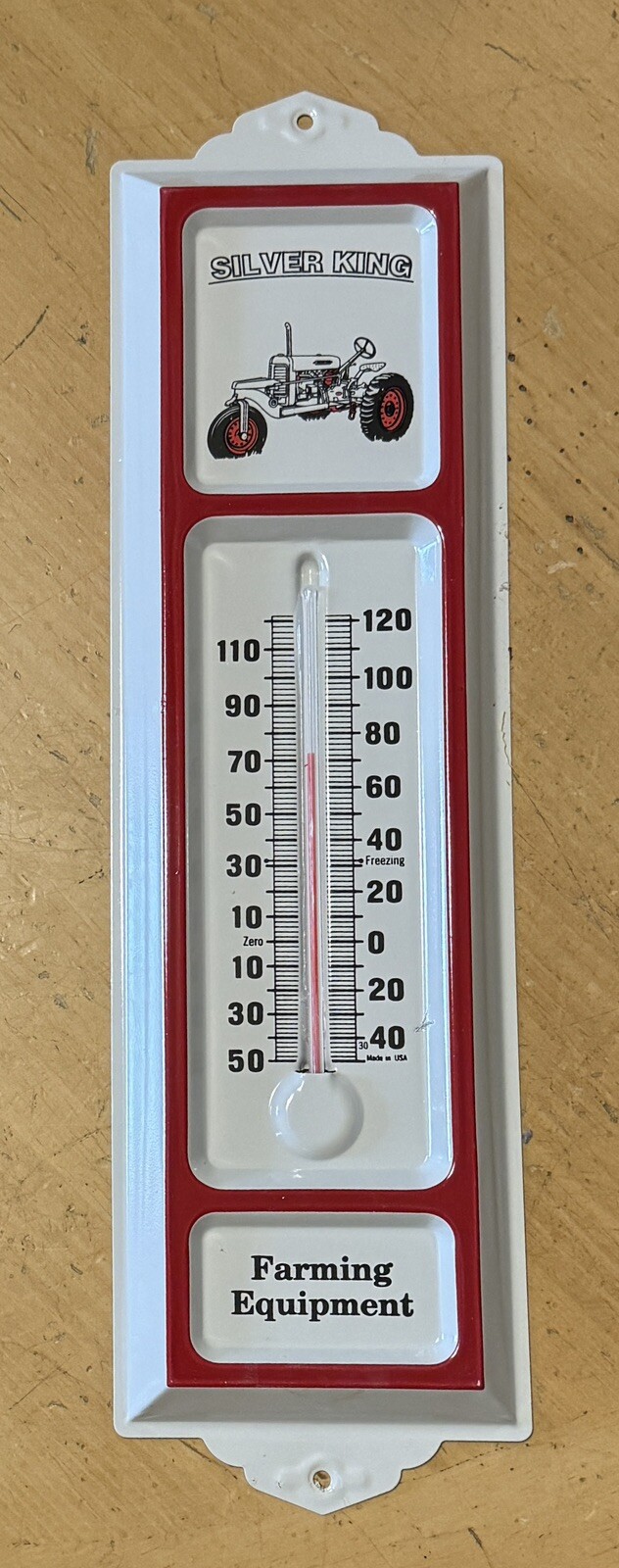 Silver King Farm Equipment Advertising Embossed Thermometer – USA Farm Tractor