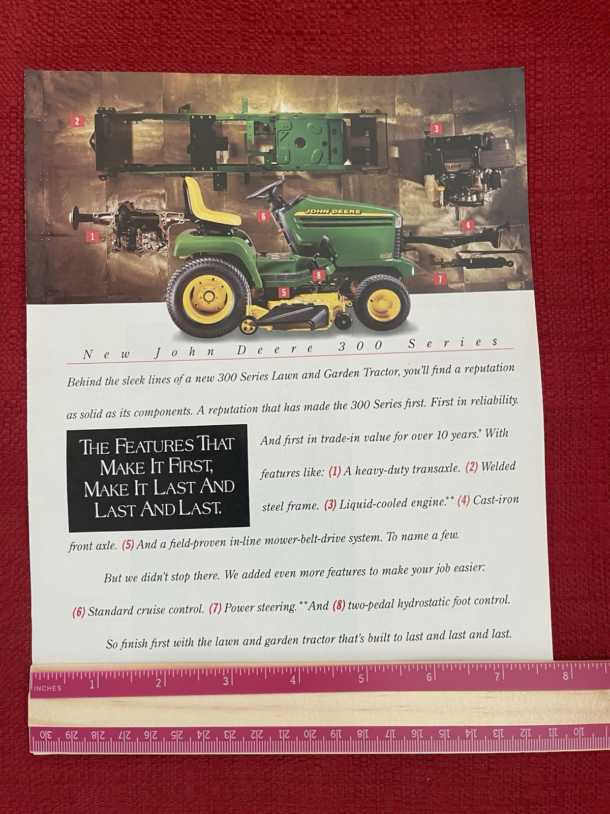 Vintage 1995 John Deere 300 Series Garden Tractor Riding Lawn Mower Print Ad