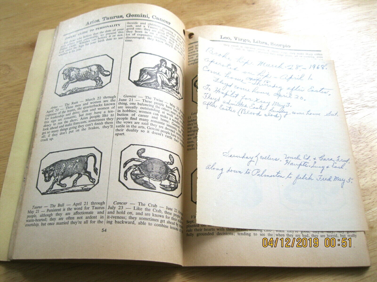Booklet Baer&rsquo;s Agricultural Almanac for the Year 1968 with Weather Forcasts