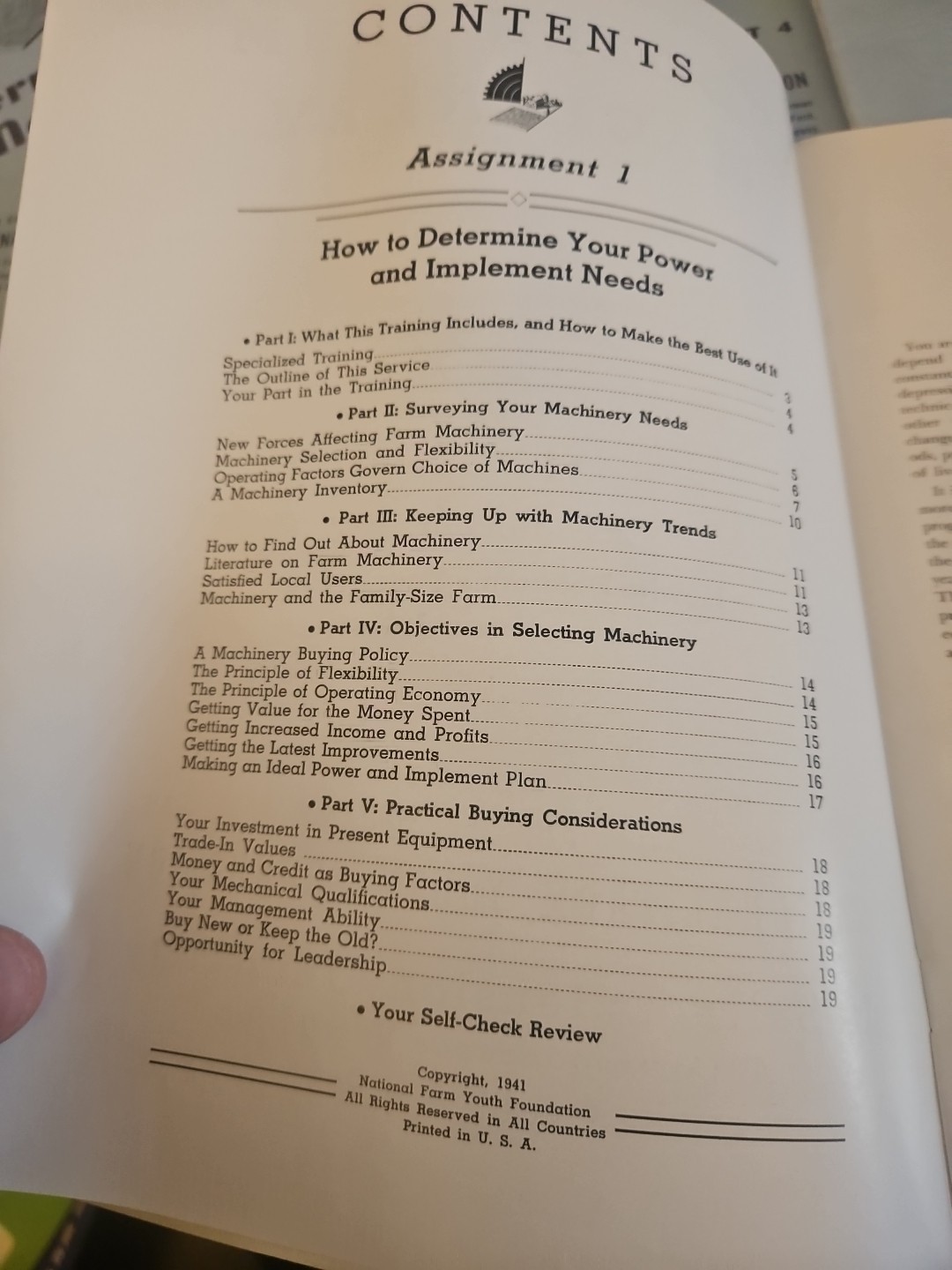 Set Of 5 Modern Farm Machinery Assignment 1-5 National Farm Youth 1941 Vintage
