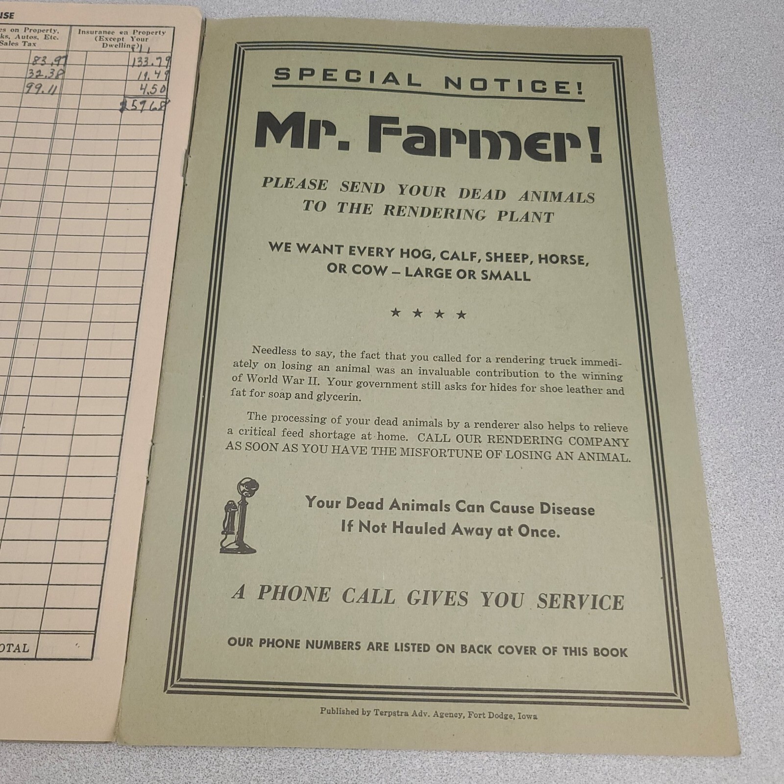 Vtg 1940s Lincoln Nebraska RENDERING CO FARM RECORD BOOKS Advertising Lot 3