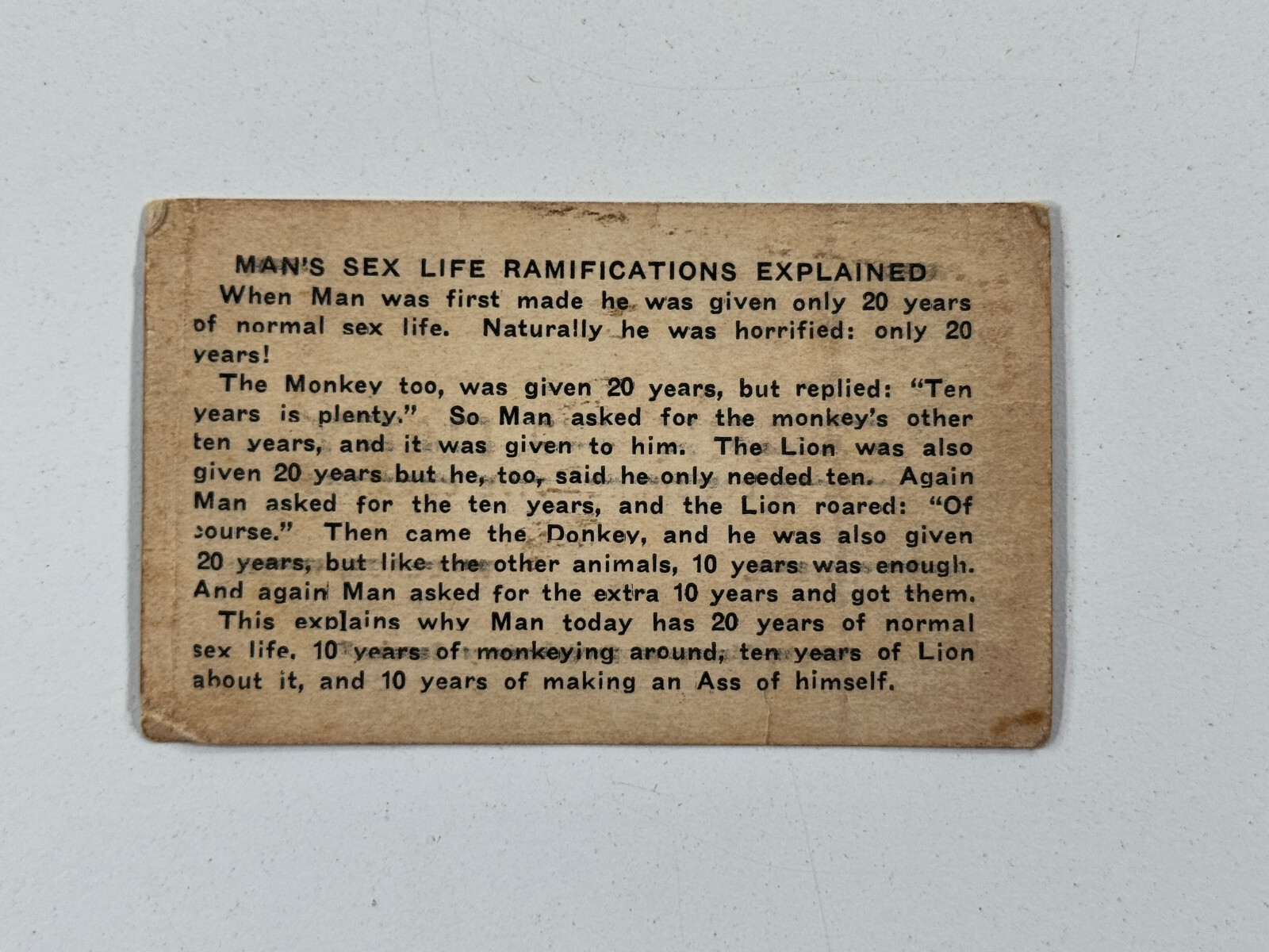 WEIRD vtg 40s 50s Clark & Cary Farming CARD Grant Wallace NE sex life joke LOOK