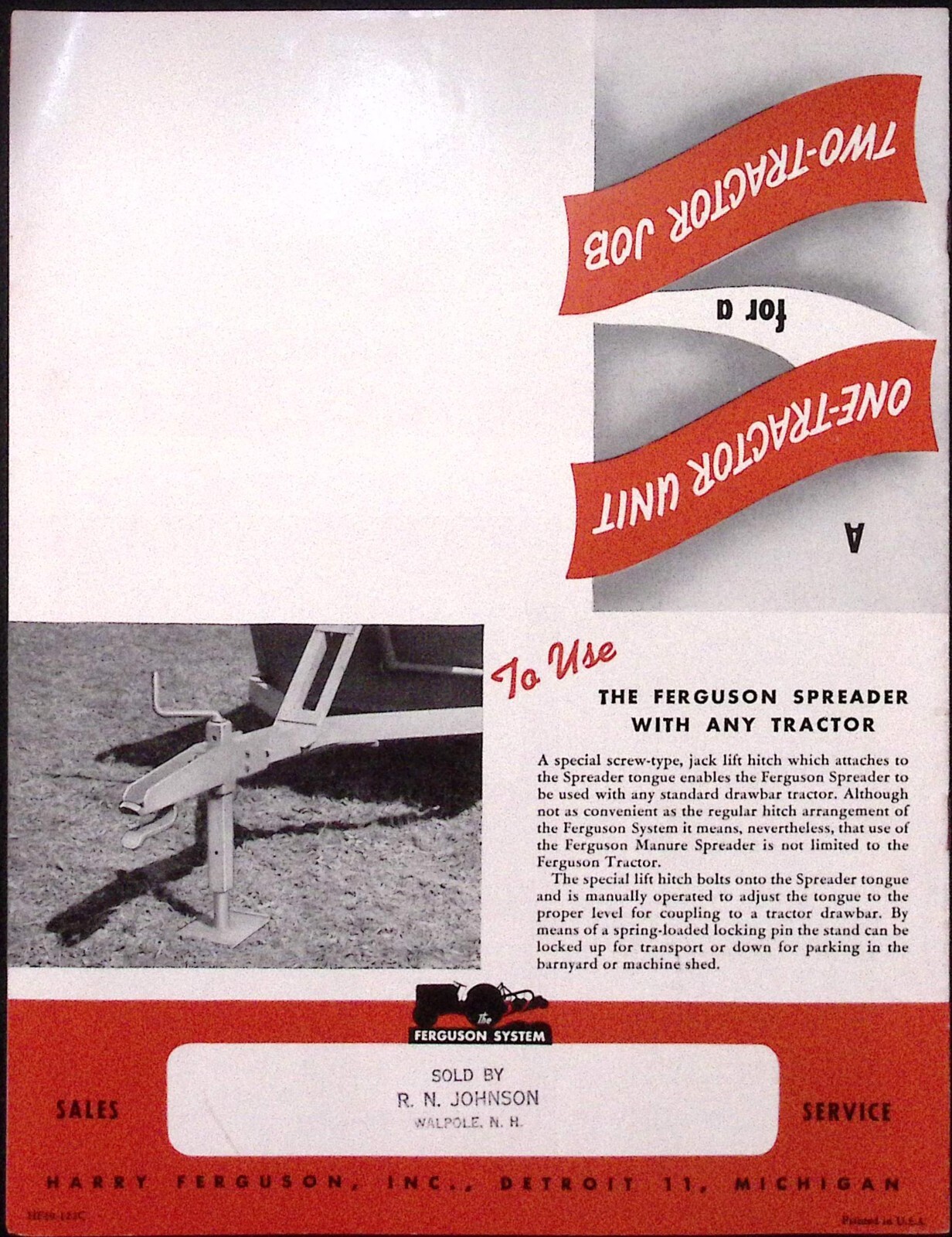 1954 Ferguson Manure Spreader Ferguson Loader Brochure The Ferguson System