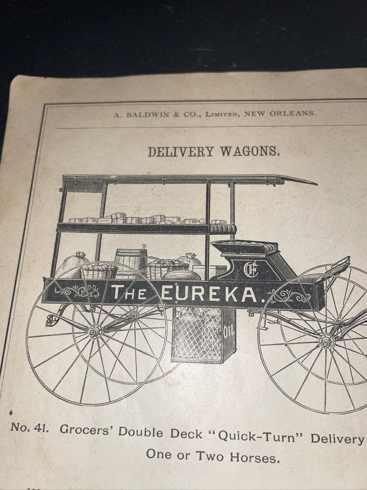 1891 Baldwin – Eureka Grocers’ Delivery Wagon – Farm Advertising – Rock Falls IL