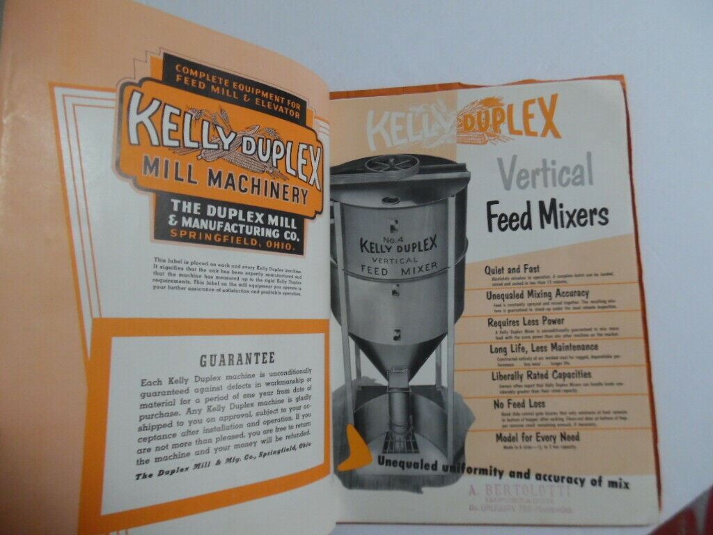 1950s Kelly Duplex Dealer Catalog Binder Hammer Mill Corn Springfield OH Vintage