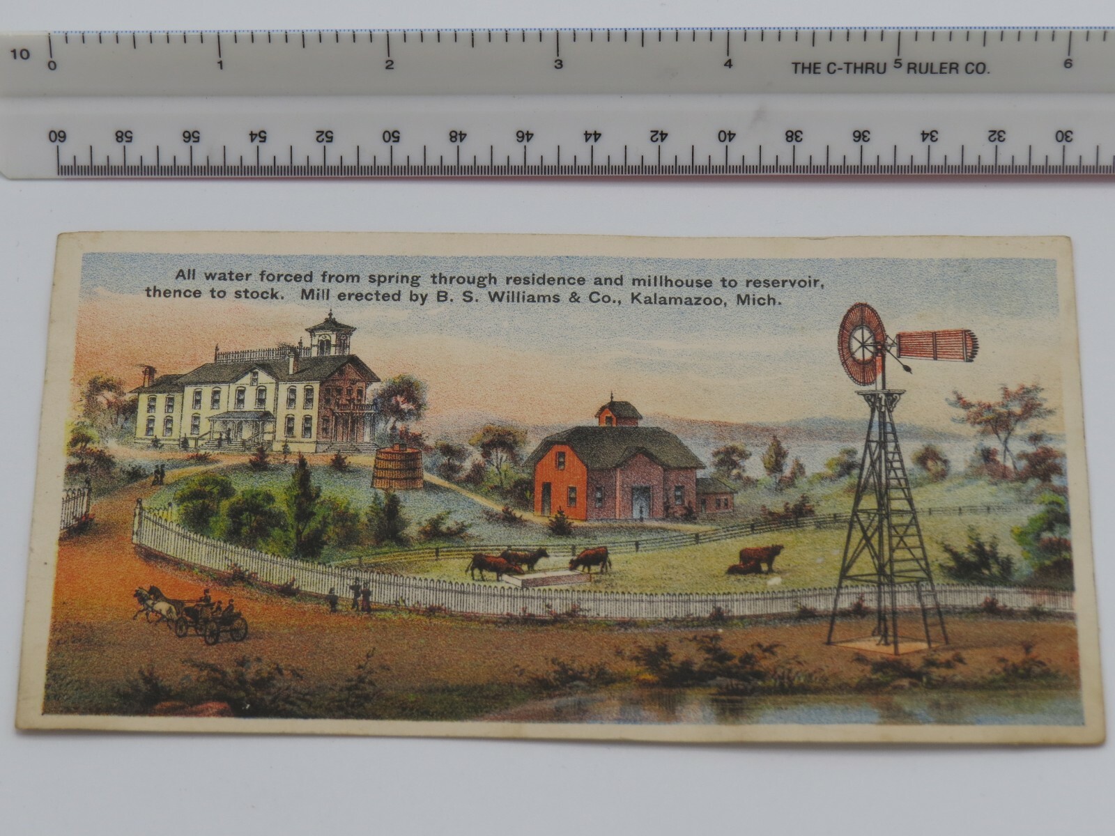 Vintage B.S. WIlliams WINDMILL Kalamazoo, MI 1880&rsquo;s TRADE CARD UTICA, NY