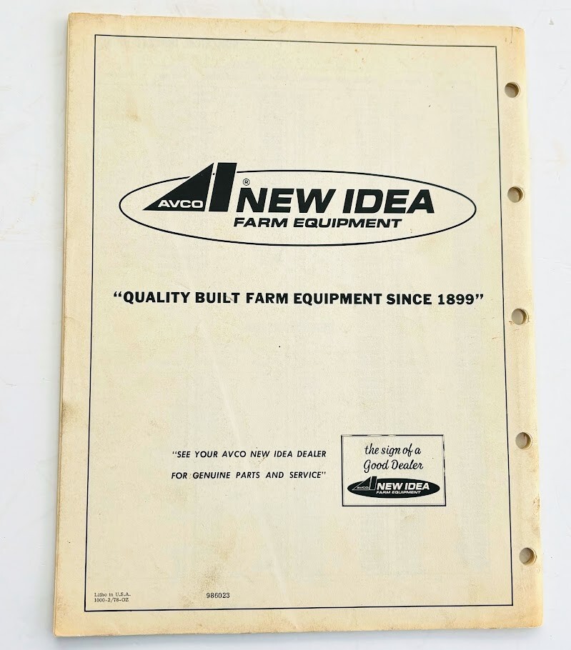 NEW IDEA Farm Equipment Dump Boxes 650A 650T Original 1978 Owners Manual Book