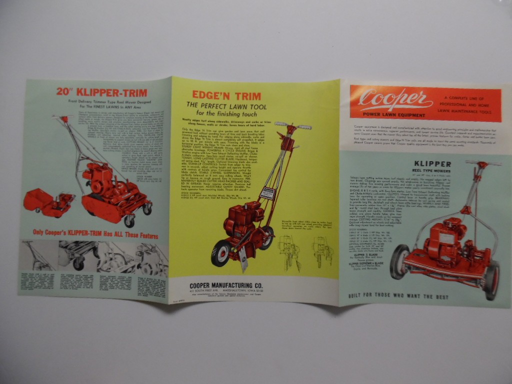 c.1970 Copper Mfg Co Lawn Mower Catalog Brochure Klipper Marshalltown IA Vintage
