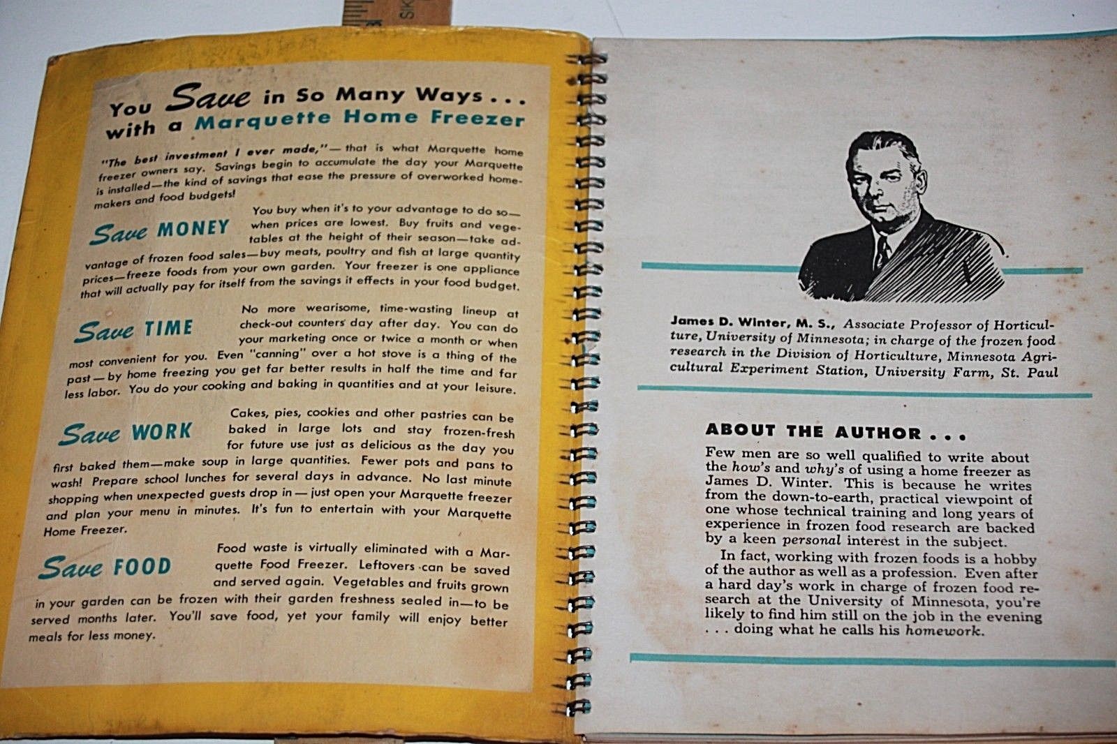 Vintage Appliance Owners Manual MARQUETTE HOME FREEZER, cook book Cooking tips
