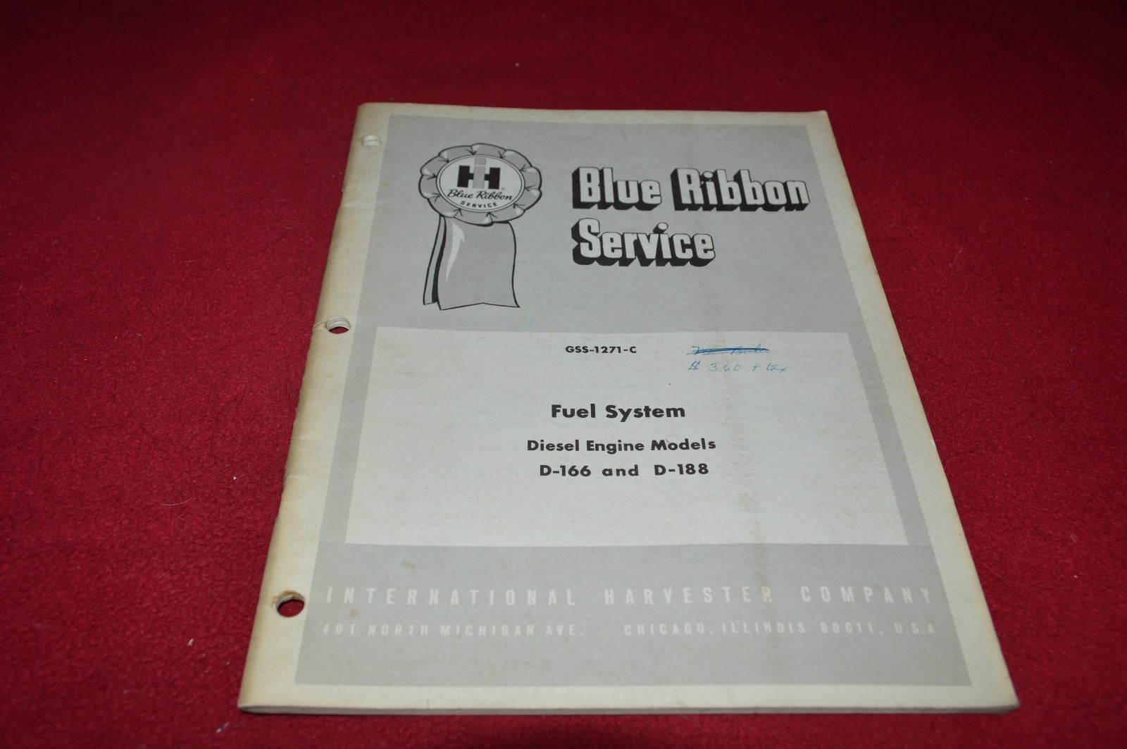 International Harvester D-166 D-188 Engine Fuel System Shop Manual YABE15
