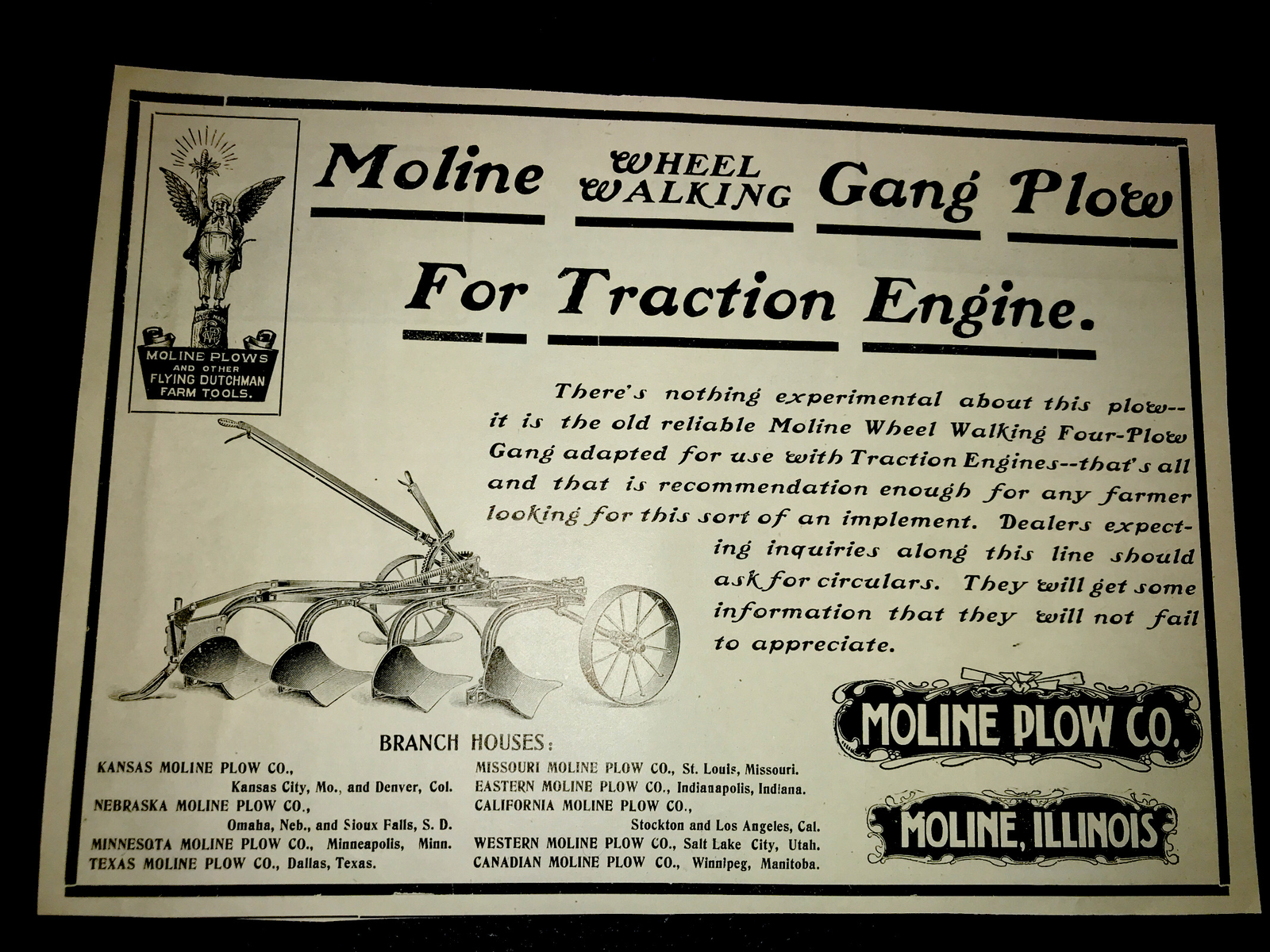 1903 Moline Plow Co. Farm Advertising – Moline – Illinois