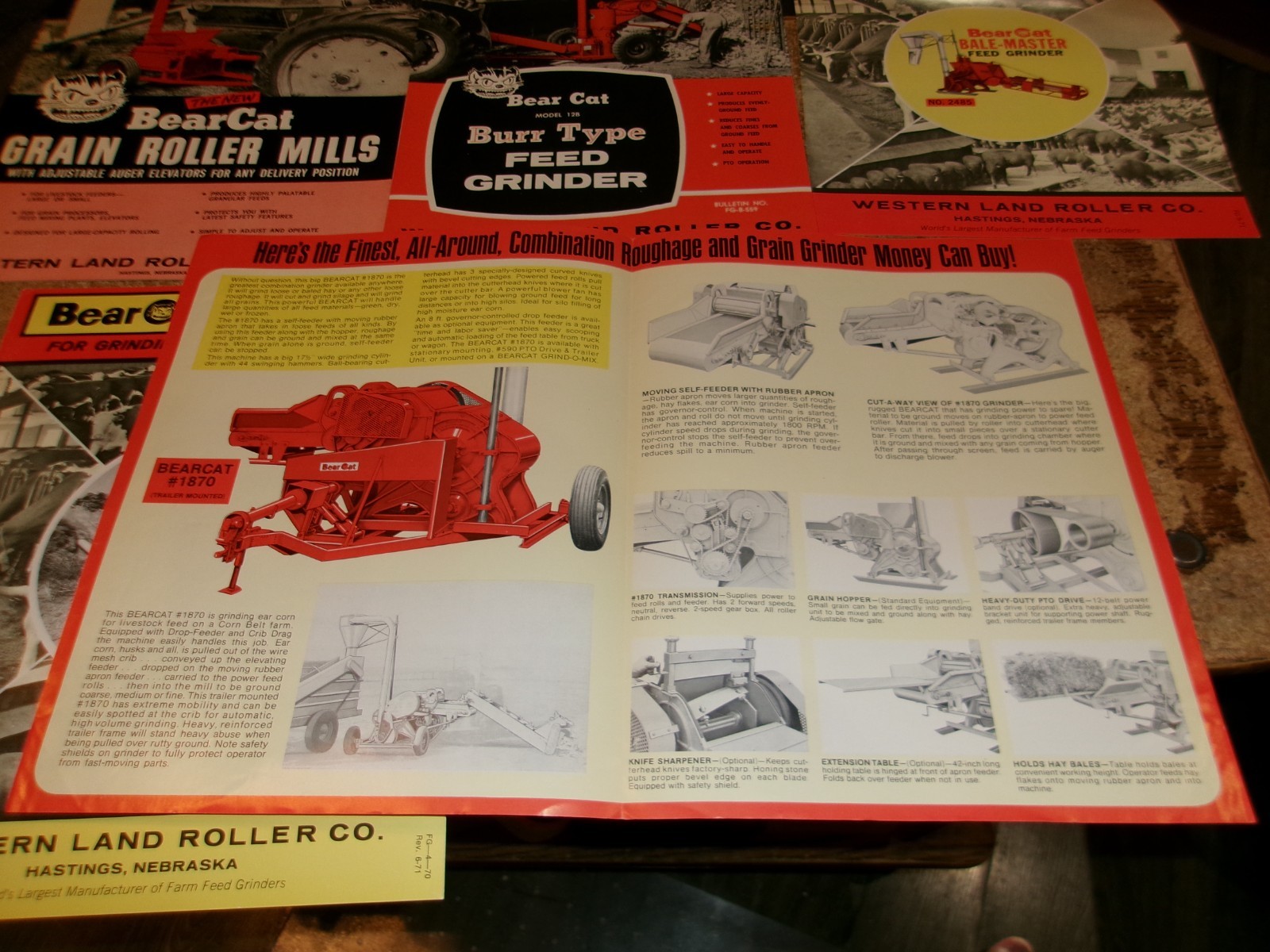 5-lot 60&rsquo;s-70&rsquo;s bearcat roller/hammer mills brochures very good used