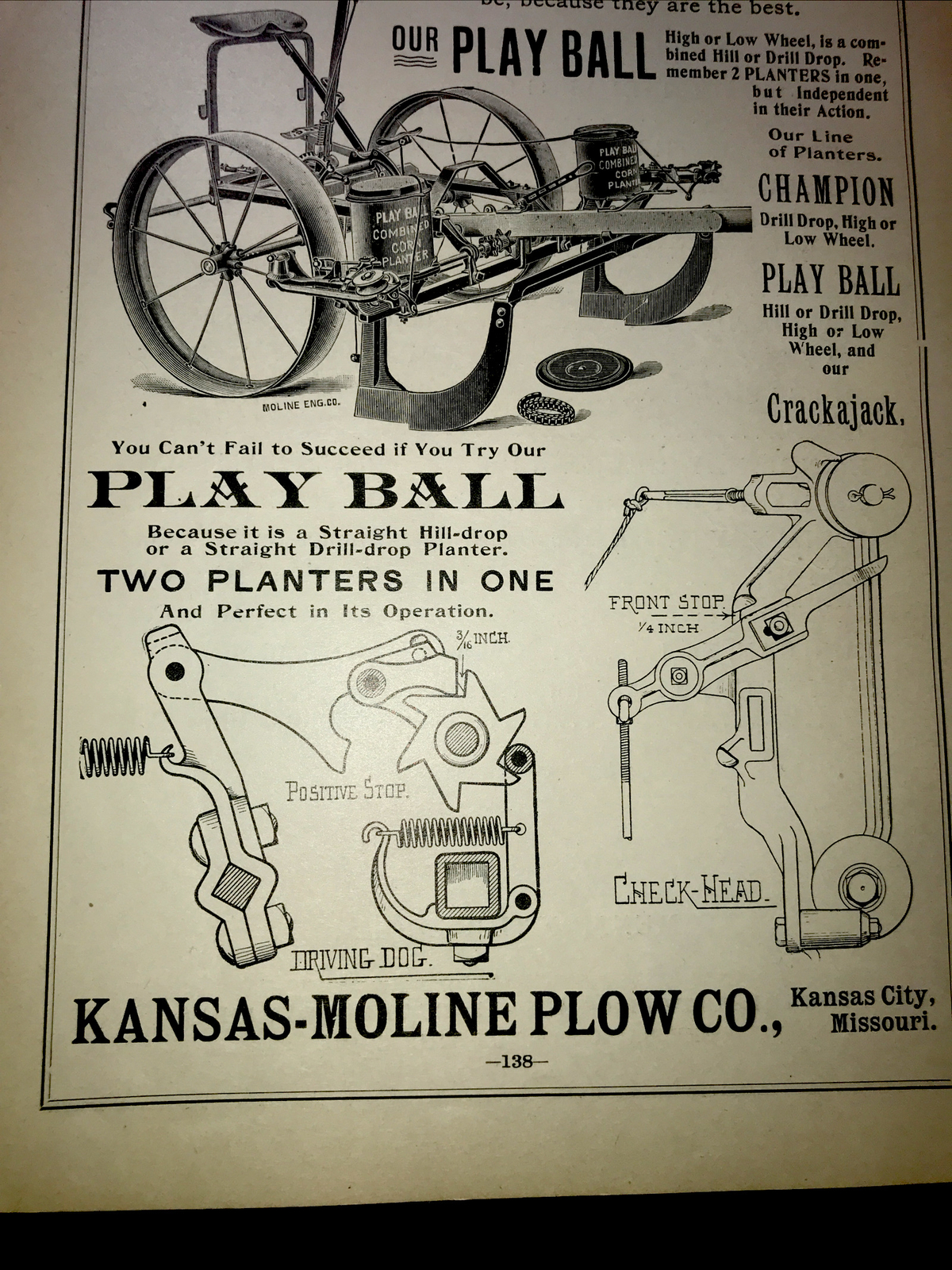1898 Kansas Moline Plow Co. Farm Advertising – Kansas City – Missouri