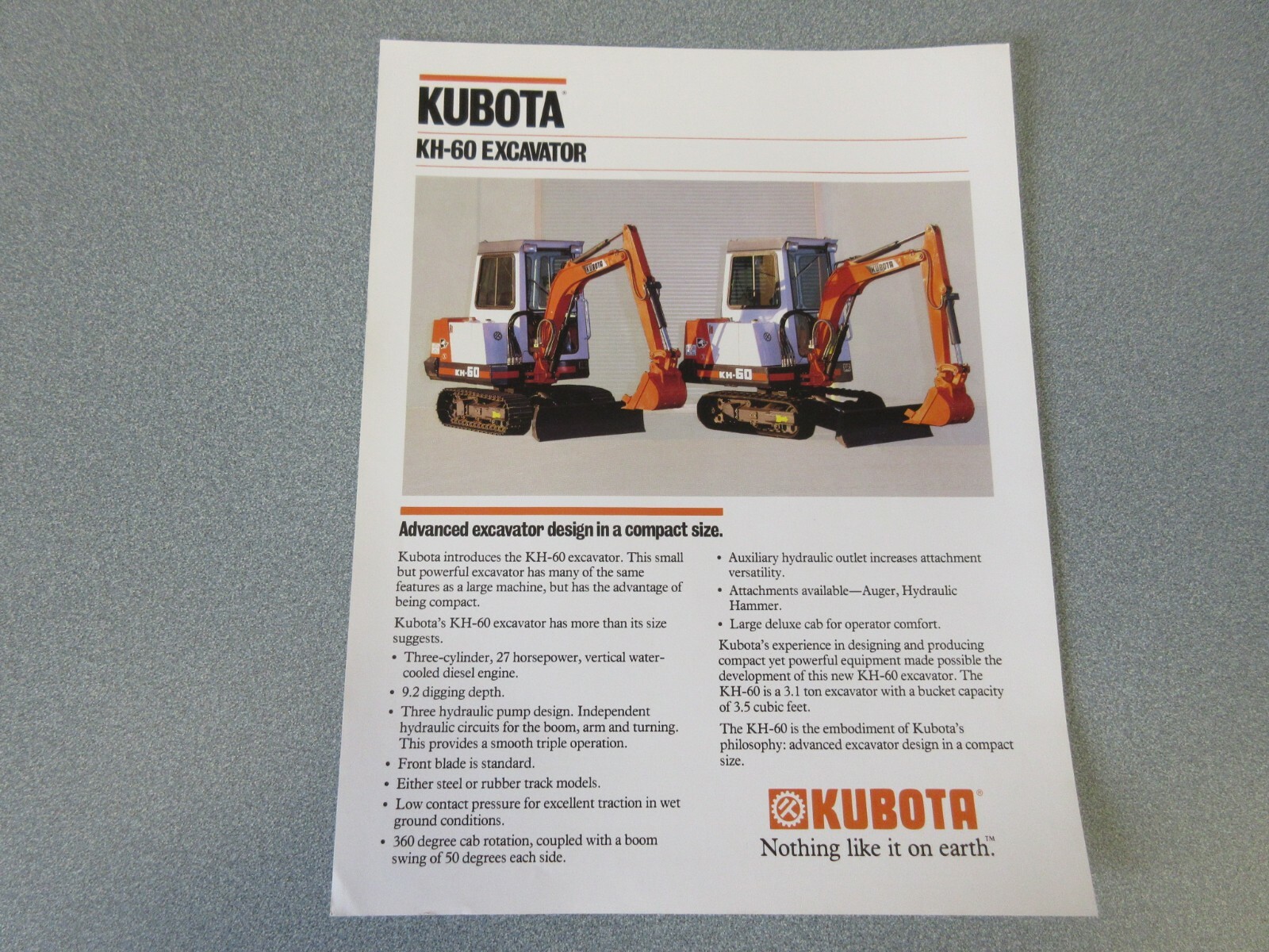 Kubota Excavator Literature KH-60 & KH-170