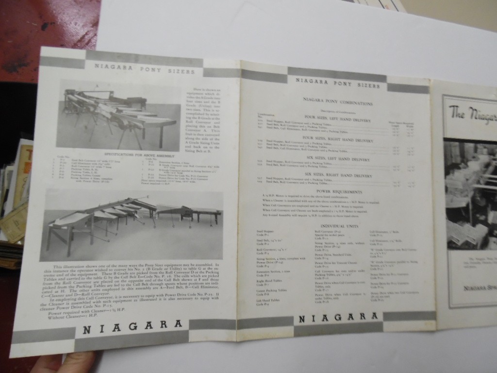 c.1930s Niagara Pony Apple Sizer Orchard Packing Machine Brochure Vintage ORIG.
