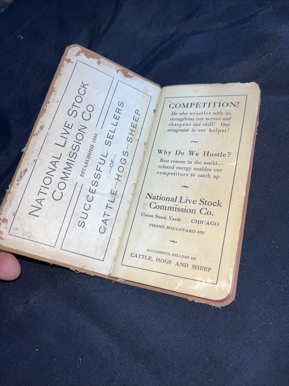 1929-1930 National Livestock Commission Pocket Notebook Notepad Memo Chicago ILL