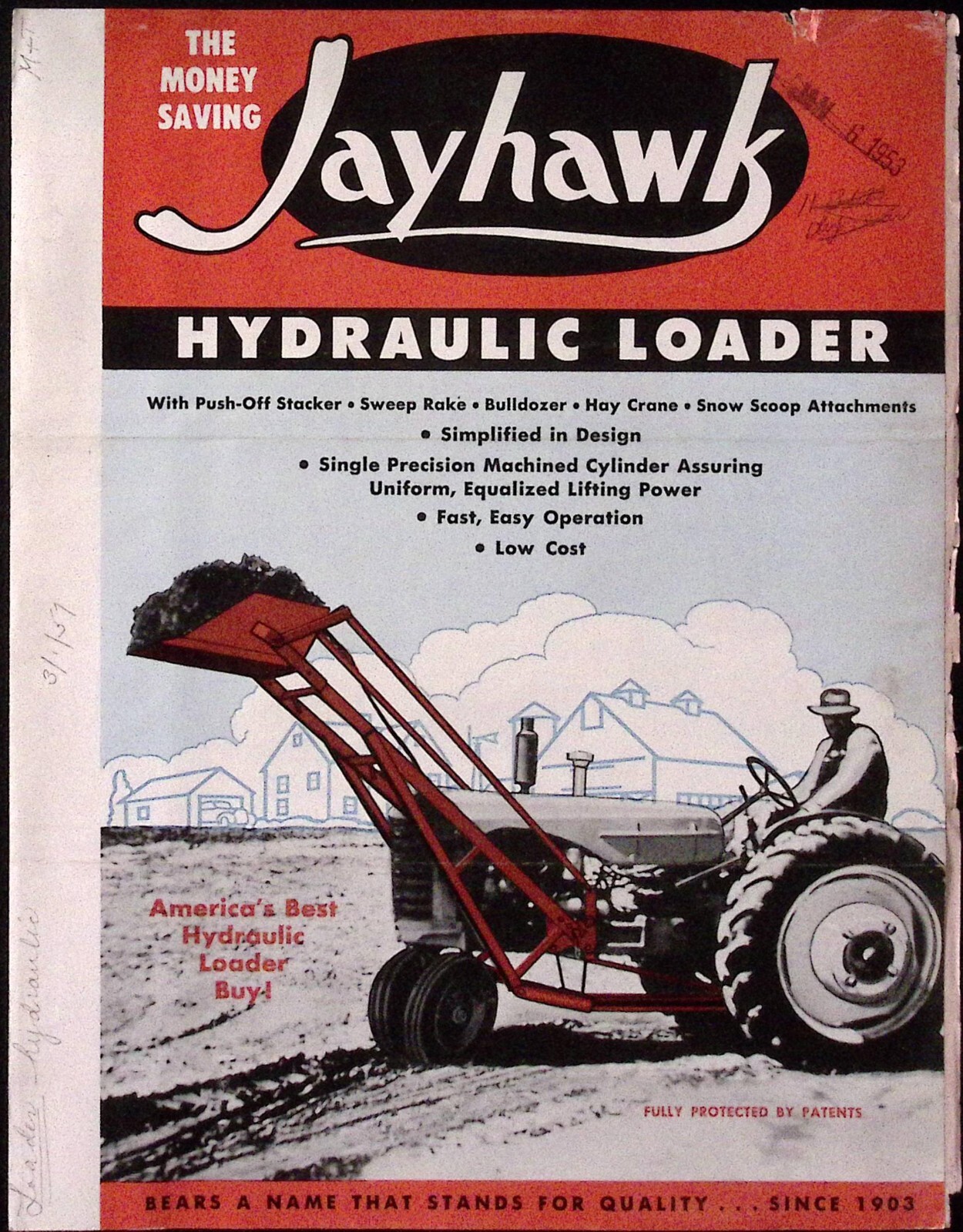 1953 Jayhawk Hydraulic Loader Brochure Wyatt Manufacturing Co Inc Salina KS