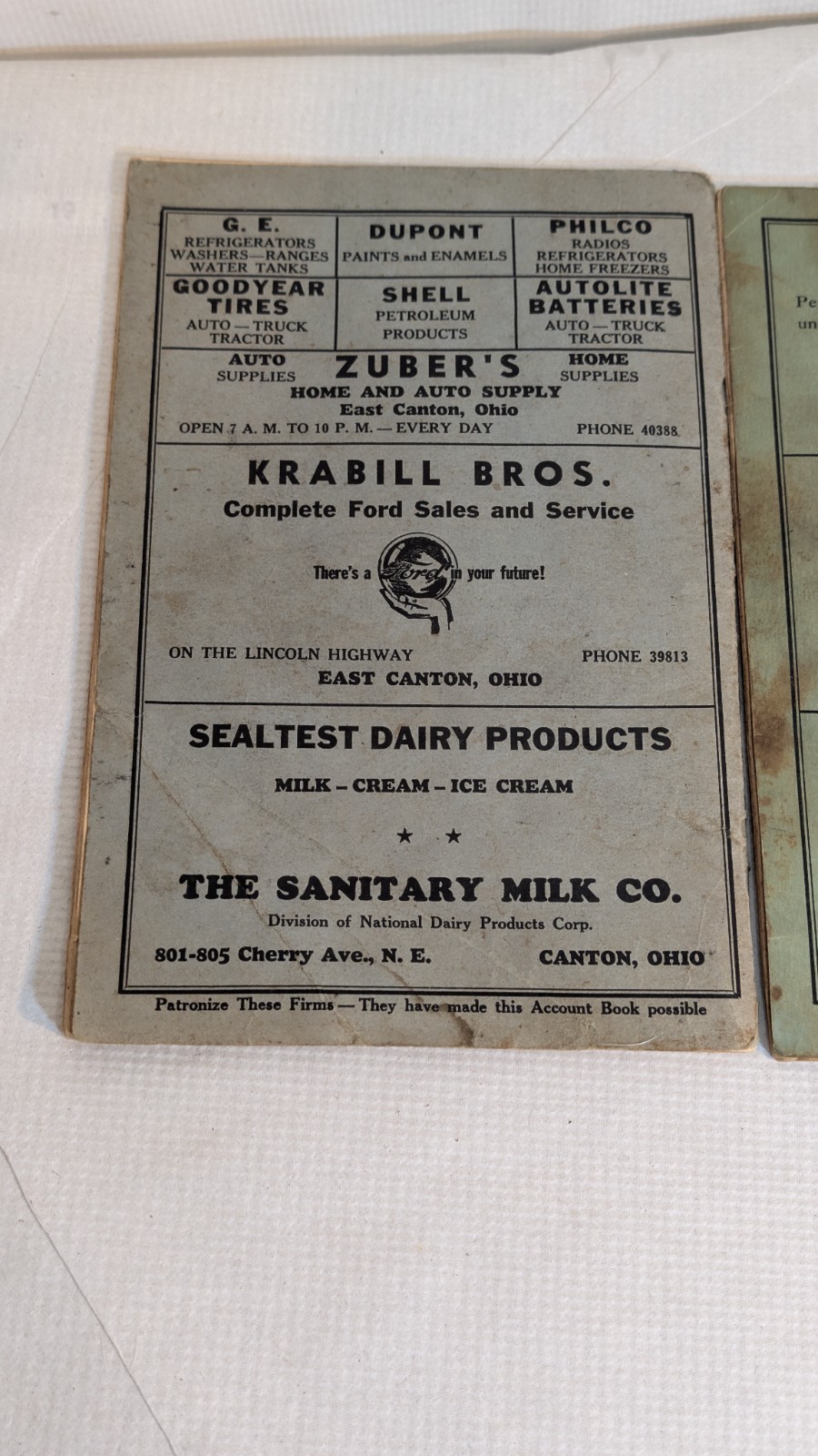 Lot 2 VTG Farm Account Book & Tax Record Springfield Oh Advertising 1940 & 45