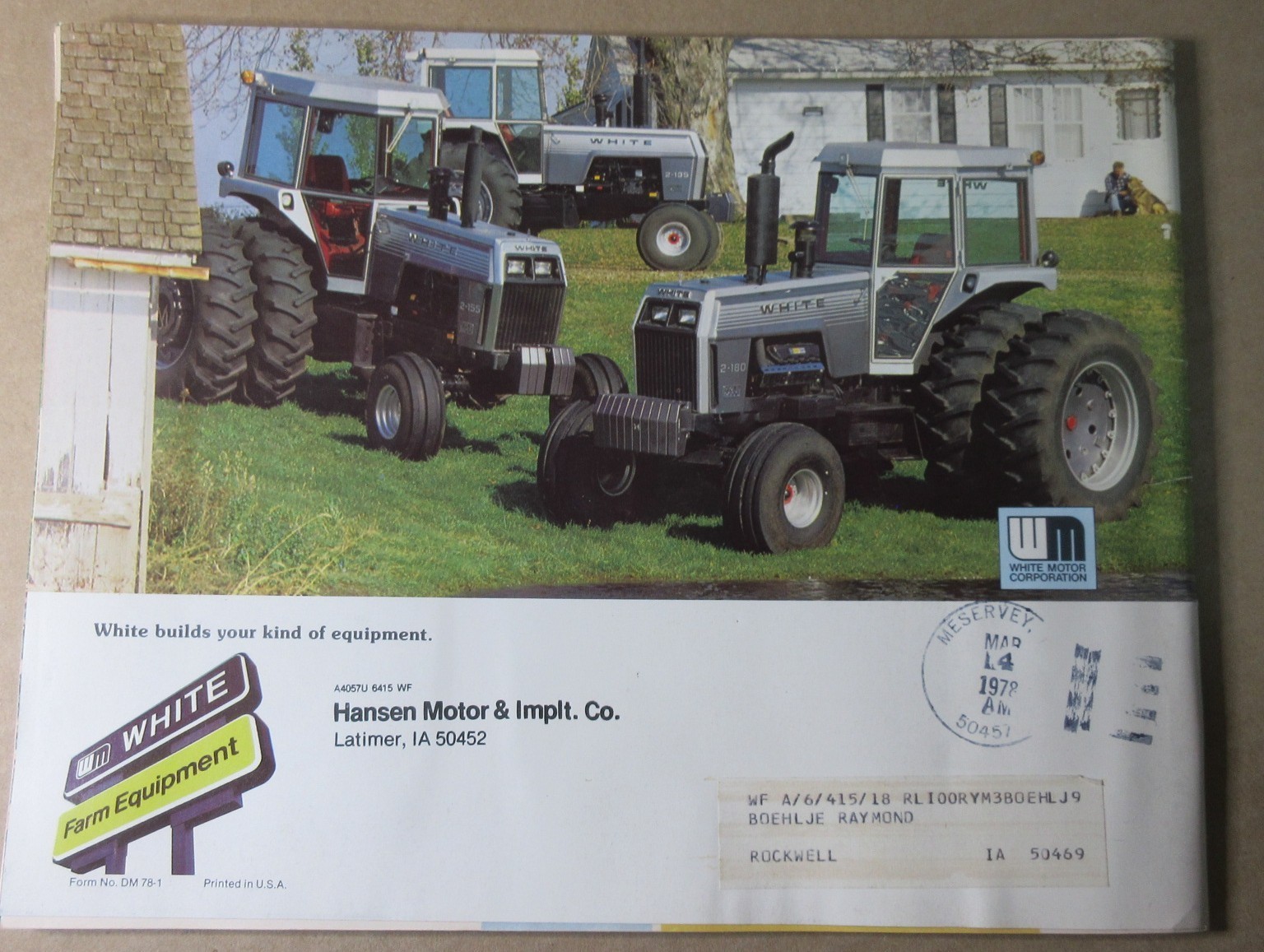 VINTAGE WHITE FARM EQUIPMENT 1978 FARM EQUIPMENT LINE BROCHURE tractors mowers