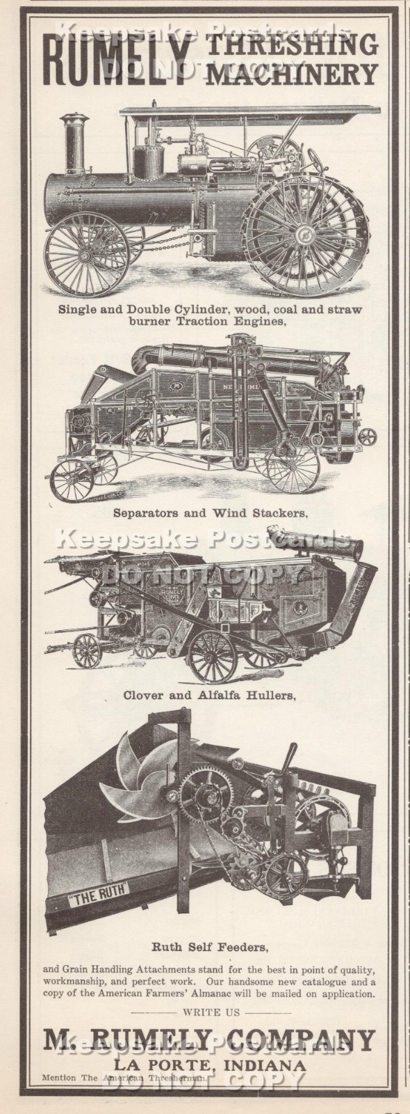 1905 Rumley Traction Engine & Threshers La Porte IN & Other Farm Equip Print Ads