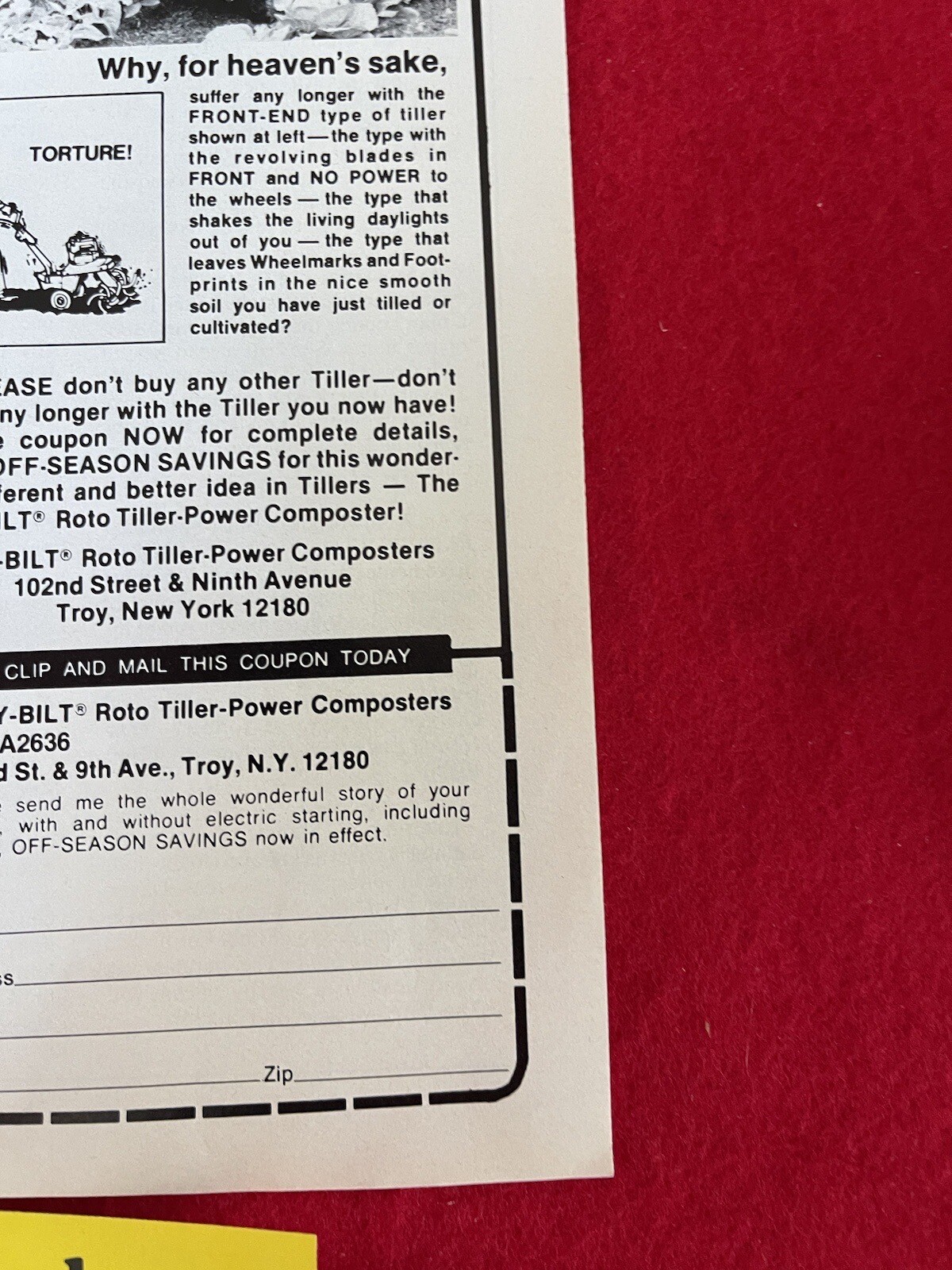 Vintage 1987 Troy Bilt Roto Tiller Print Ad