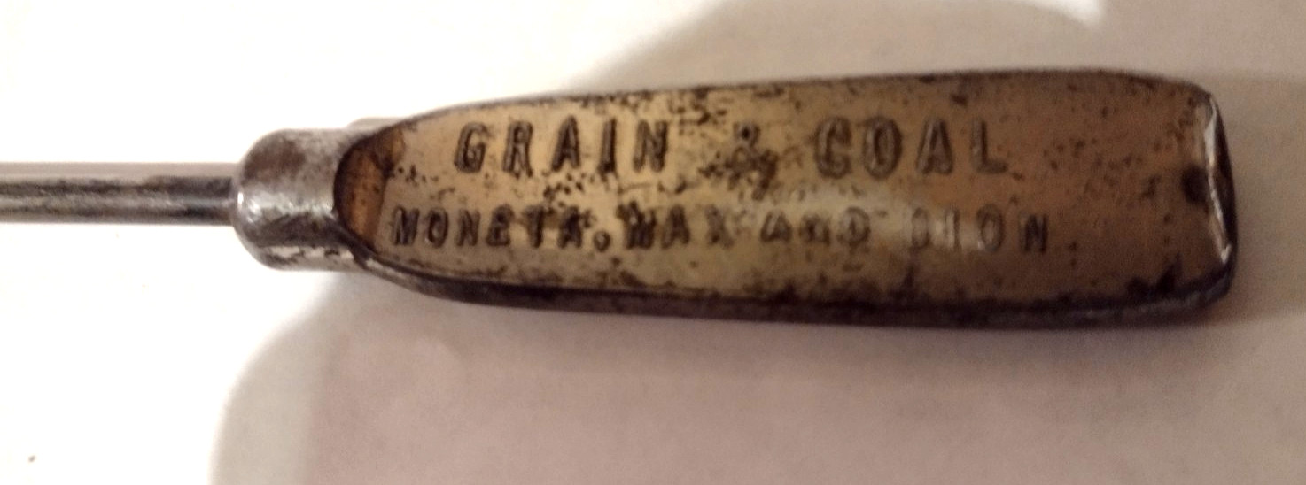 G. E. Hiner Implements Metal Flathead Screwdriver Hartley Moneta Iowa Coal Grain