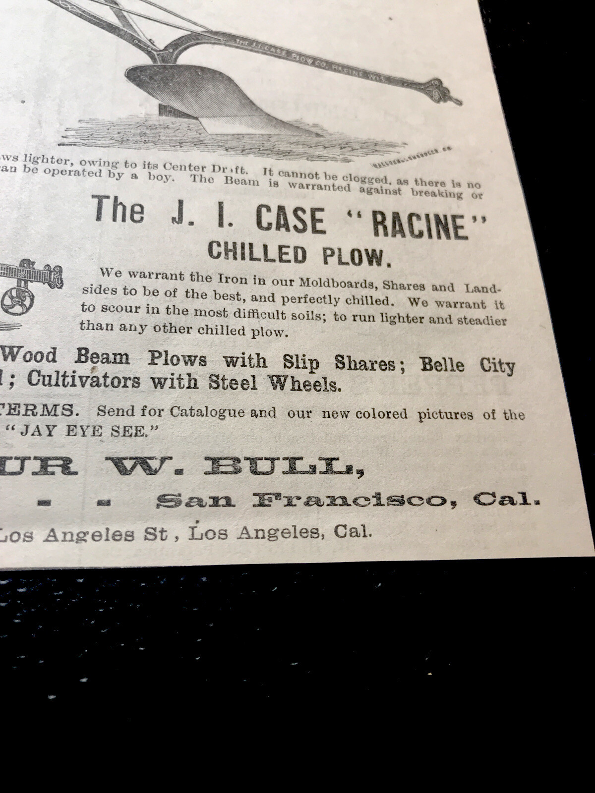 1886 J.I. Case Plows Farm Advertising – San Francisco – California