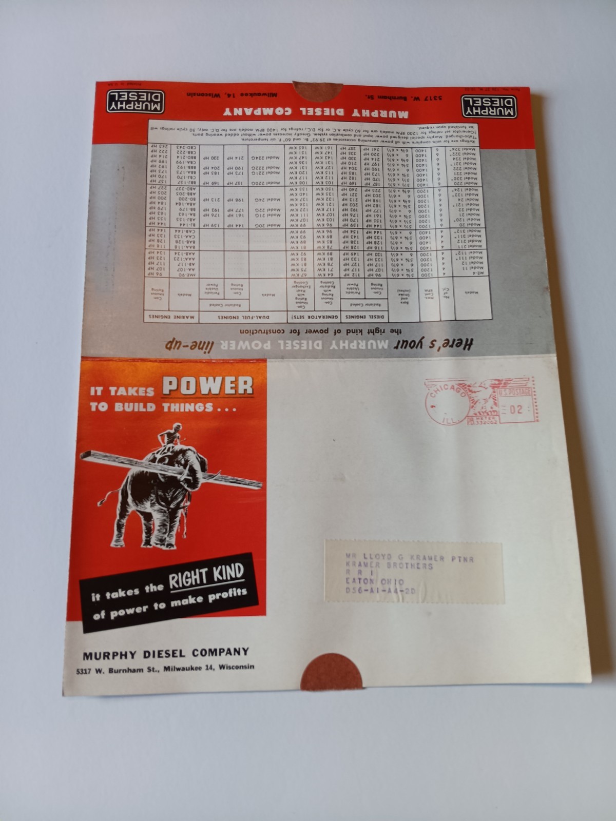 Vintage Murphy Diesel Sales Mailer Advertising Power Units, Generators