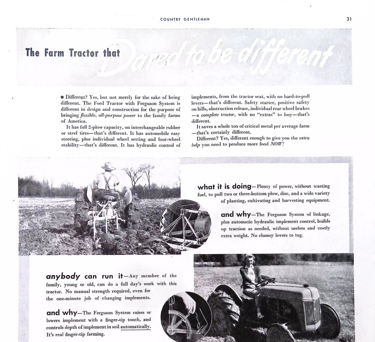 Ford Tractors 1943 Print Ad Dared to be Different 10.5×13.5