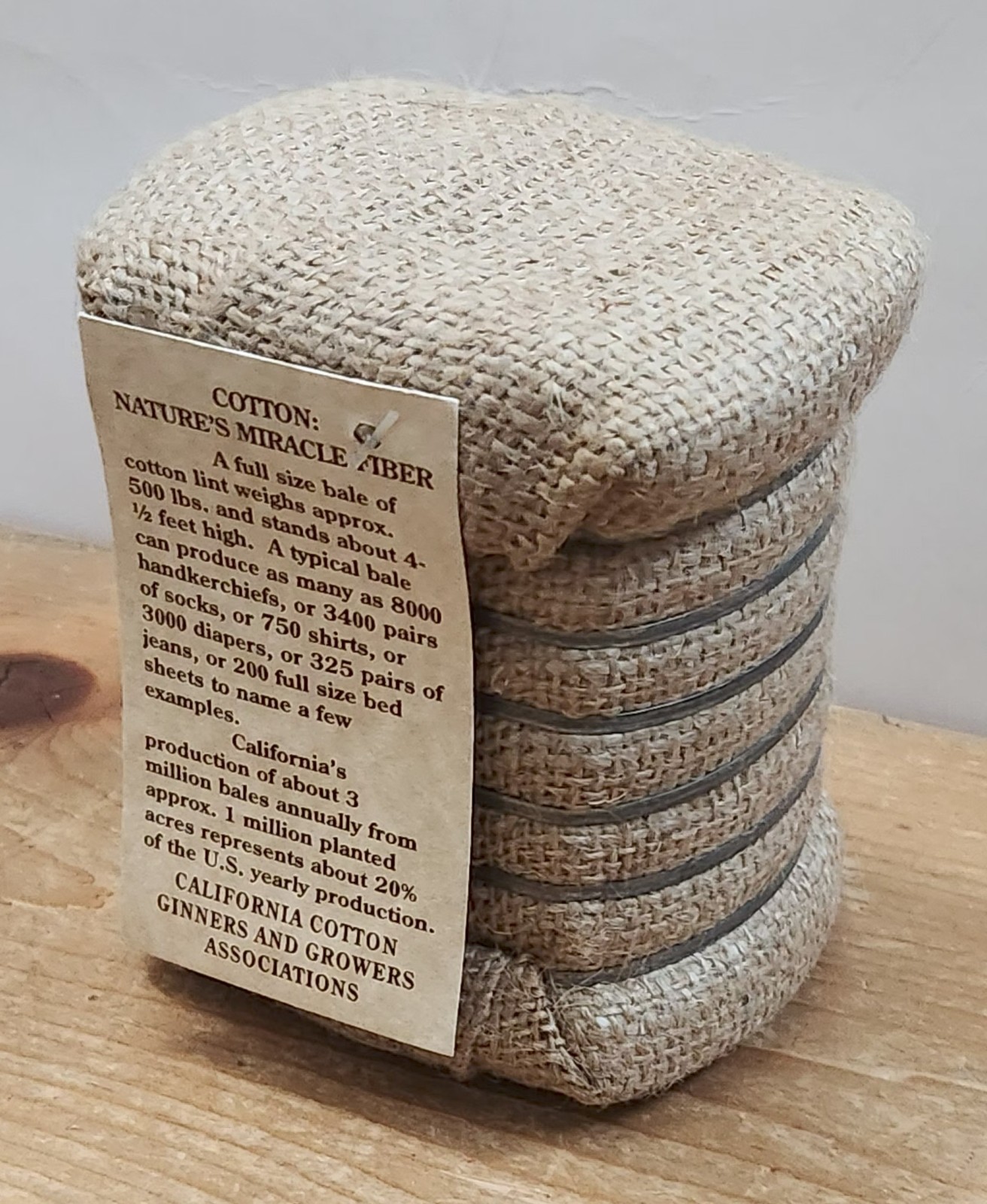 Vintage Miniature Cotton Bale California Cotton Ginners and Growers Associations