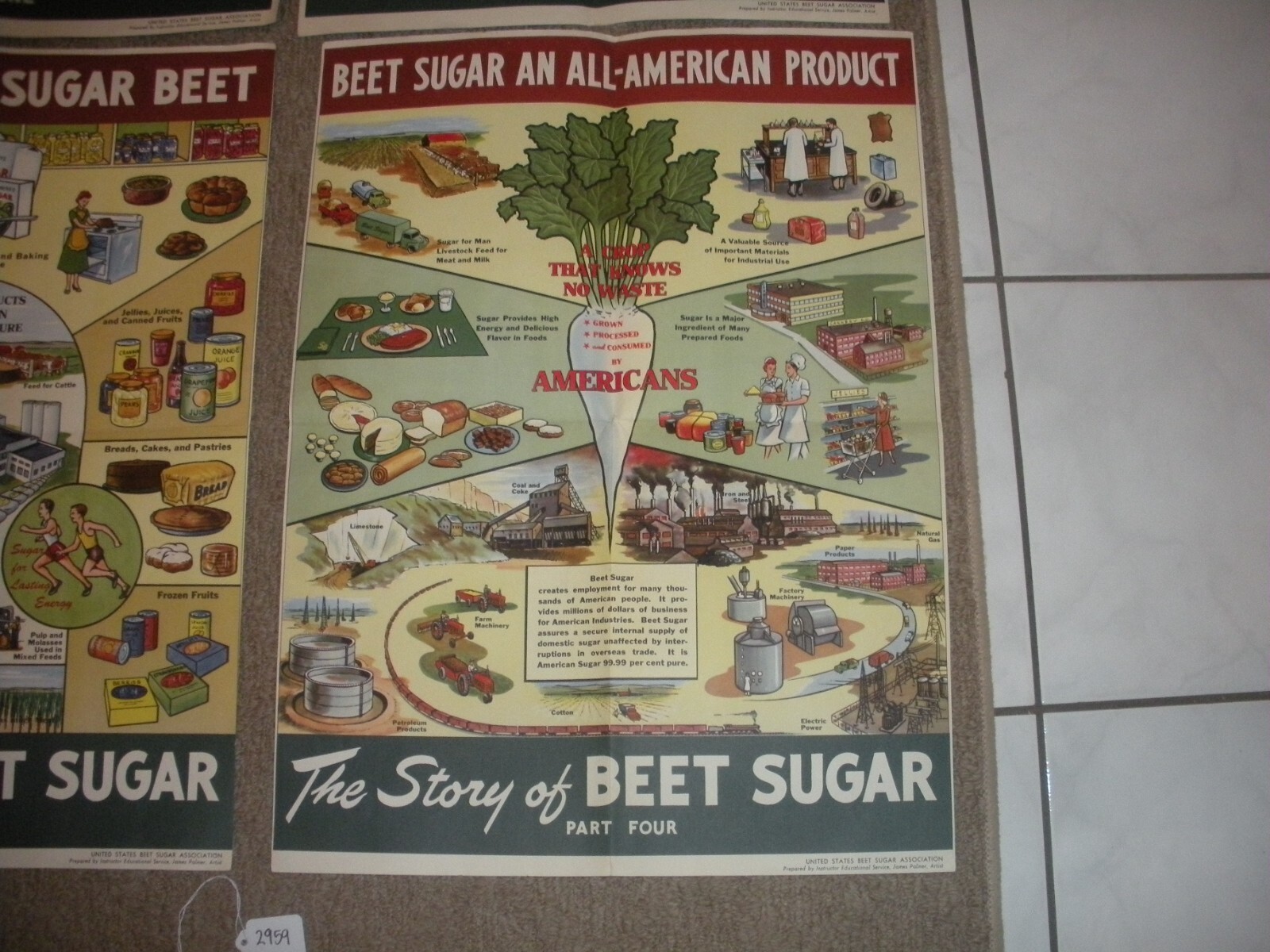 Rare Vintage 1950&rsquo;s? Extracting STORY Beet Sugar food Factory COMPLETE SET OF 4