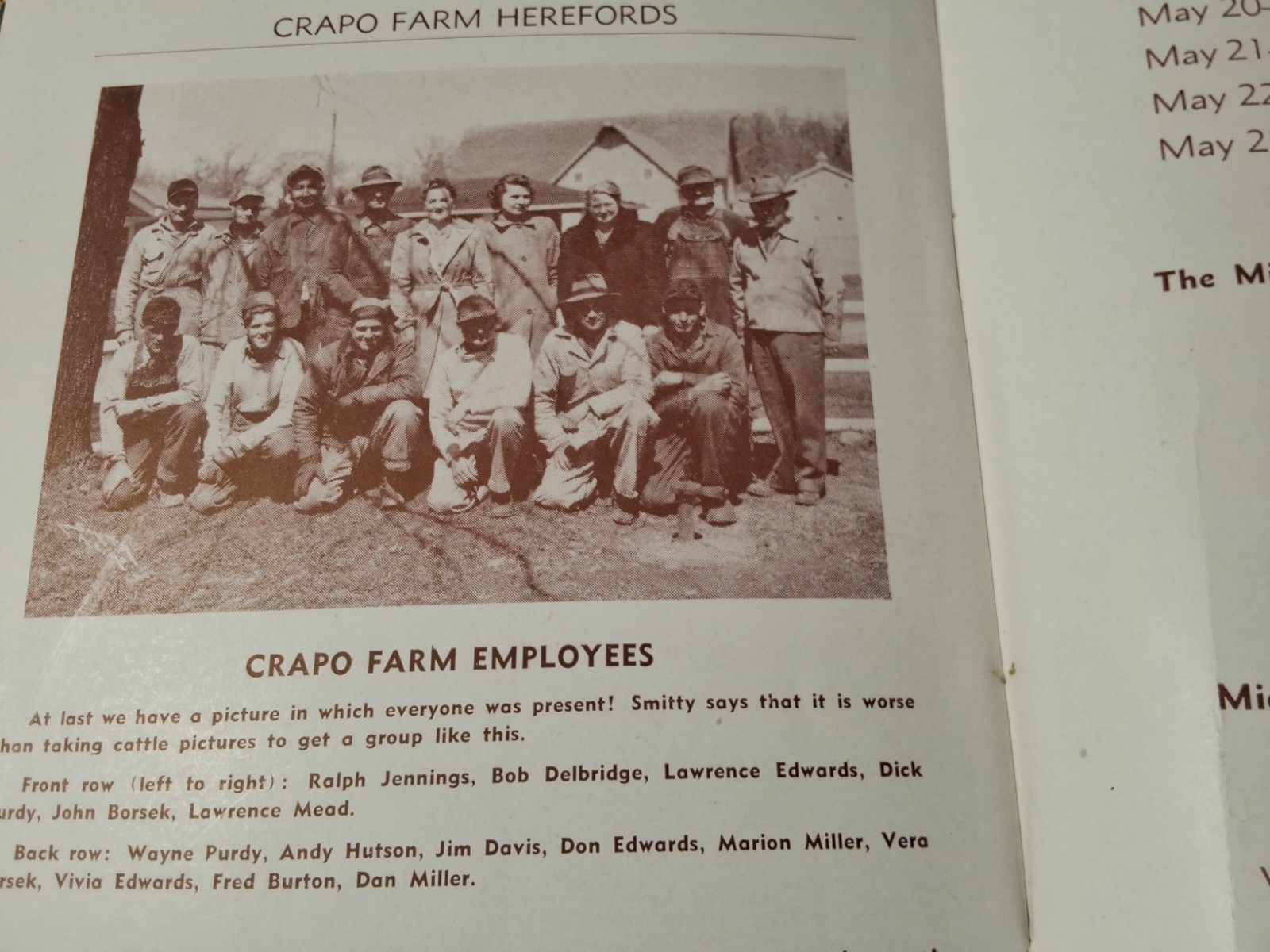 Vintage Crapo Farm Herefords Auction 1946 Sale Catalog Swartz Creek Michigan