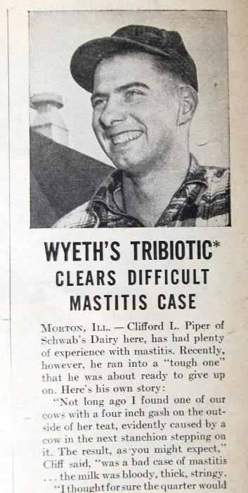 Original 1952 Wyeth Photo Endorsed Ad Clifford Piper of Morton Illinois