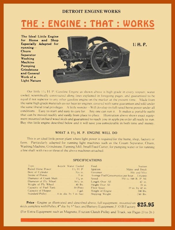 Detroit Engine Works Gas Engine NEW METAL SIGN: 12×16&Prime; & Free Ship