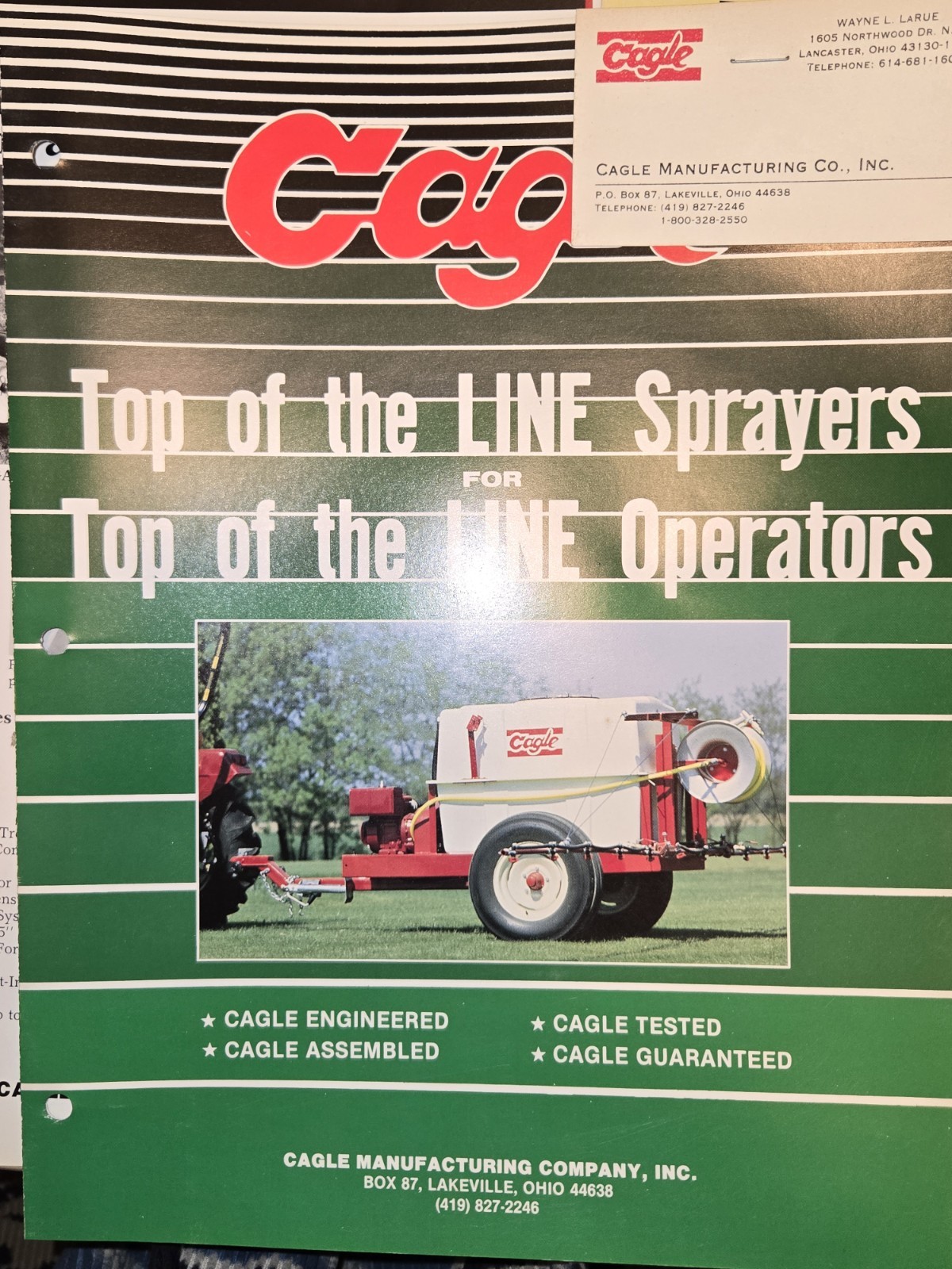 LOT OF CAGLE MANUFACTURING SPRAYERS Brochures AND PRICE LISTS